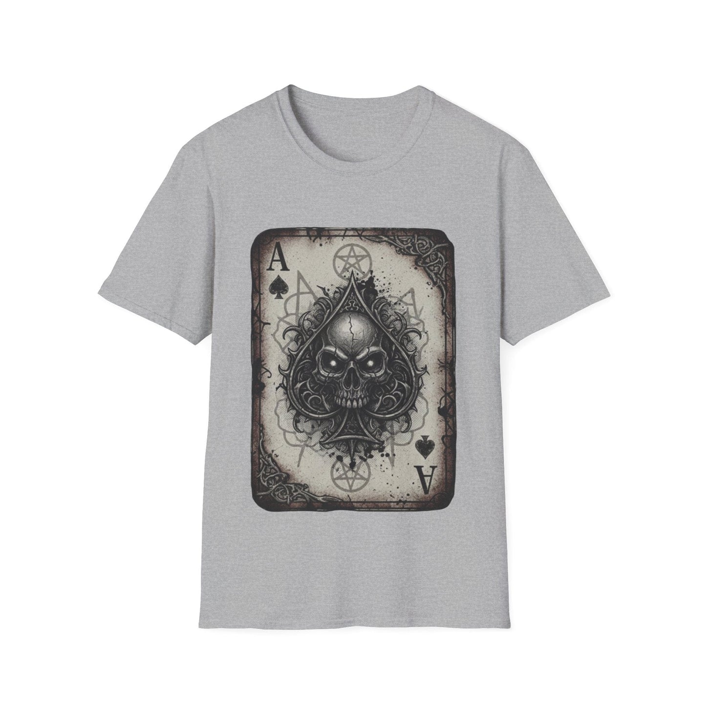 Dark Occult Ace of Spades Skull T-Shirt - Gothic Horror Playing Card Graphic Tee