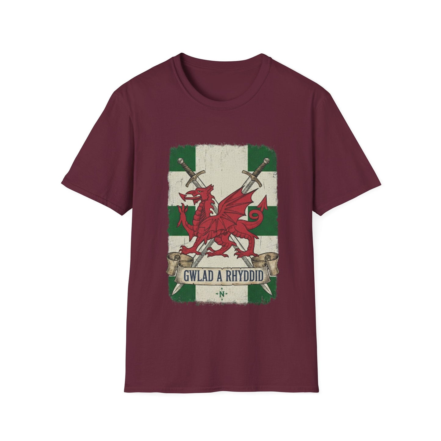 Welsh Flag Dragon T-Shirt — Gwlad Rhyddid Patriotic Tee