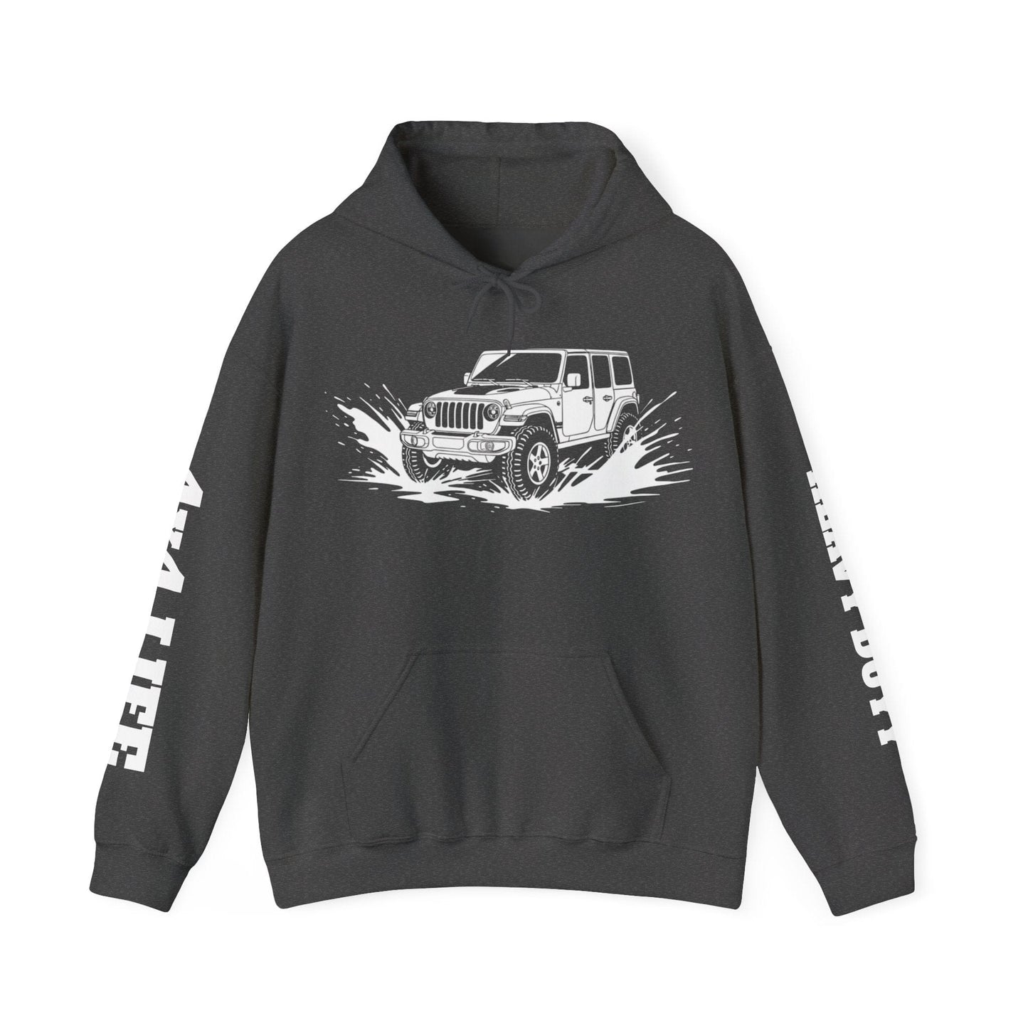 Jeep Wrangler Off-Road Splash Hoodie - 'Mud Life' Sleeve Print