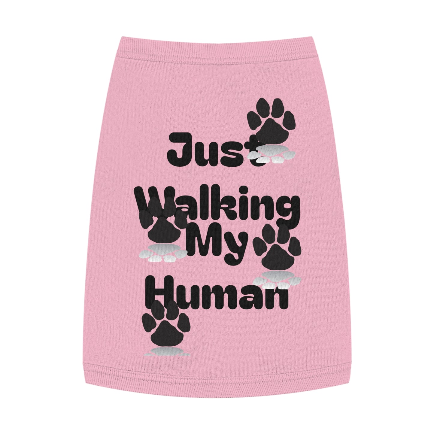 "Just Walking My Human" Dog Tank Top, Breathable Pet Tee for Fun & Comfort
