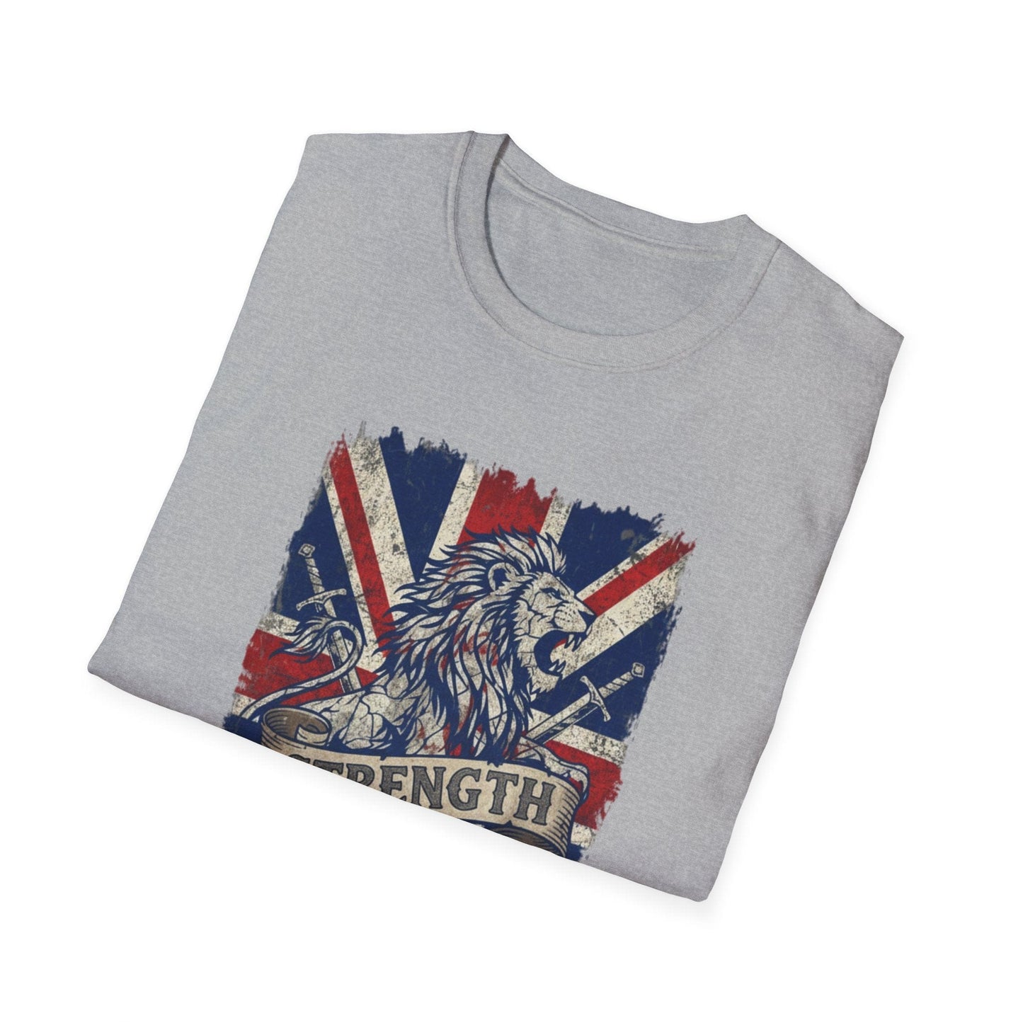 British Lion Strength & Courage T-Shirt - Distressed Union Jack Graphic Tee