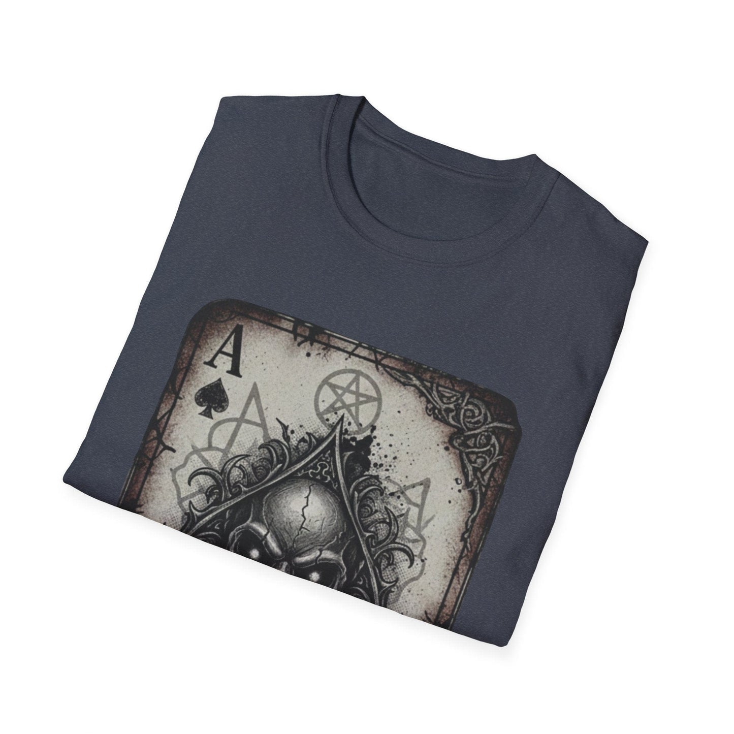 Dark Occult Ace of Spades Skull T-Shirt - Gothic Horror Playing Card Graphic Tee
