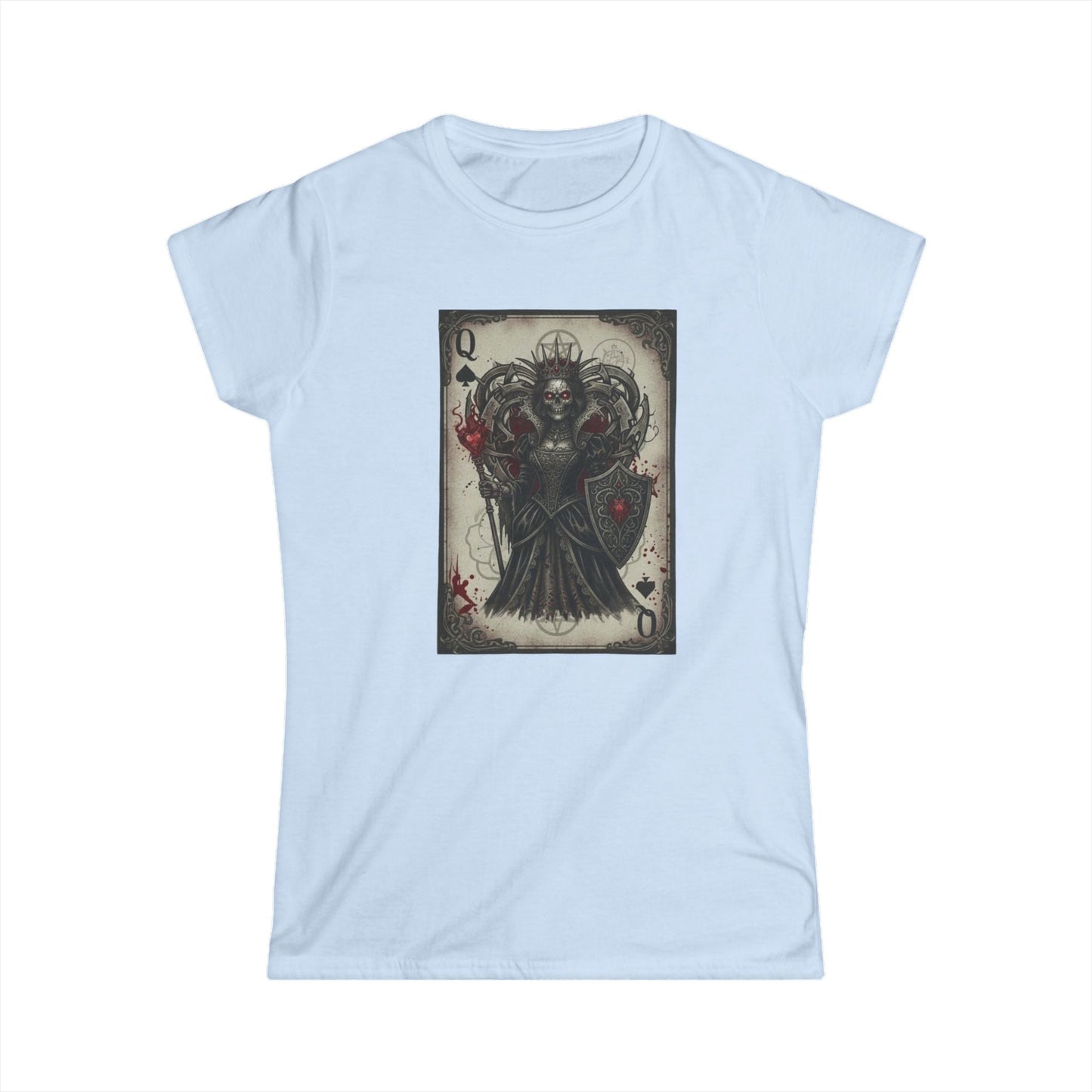 Queen of Hearts Gothic T-Shirt - Dark Aesthetic Playing Card Tee - Modern Goth Apparel
