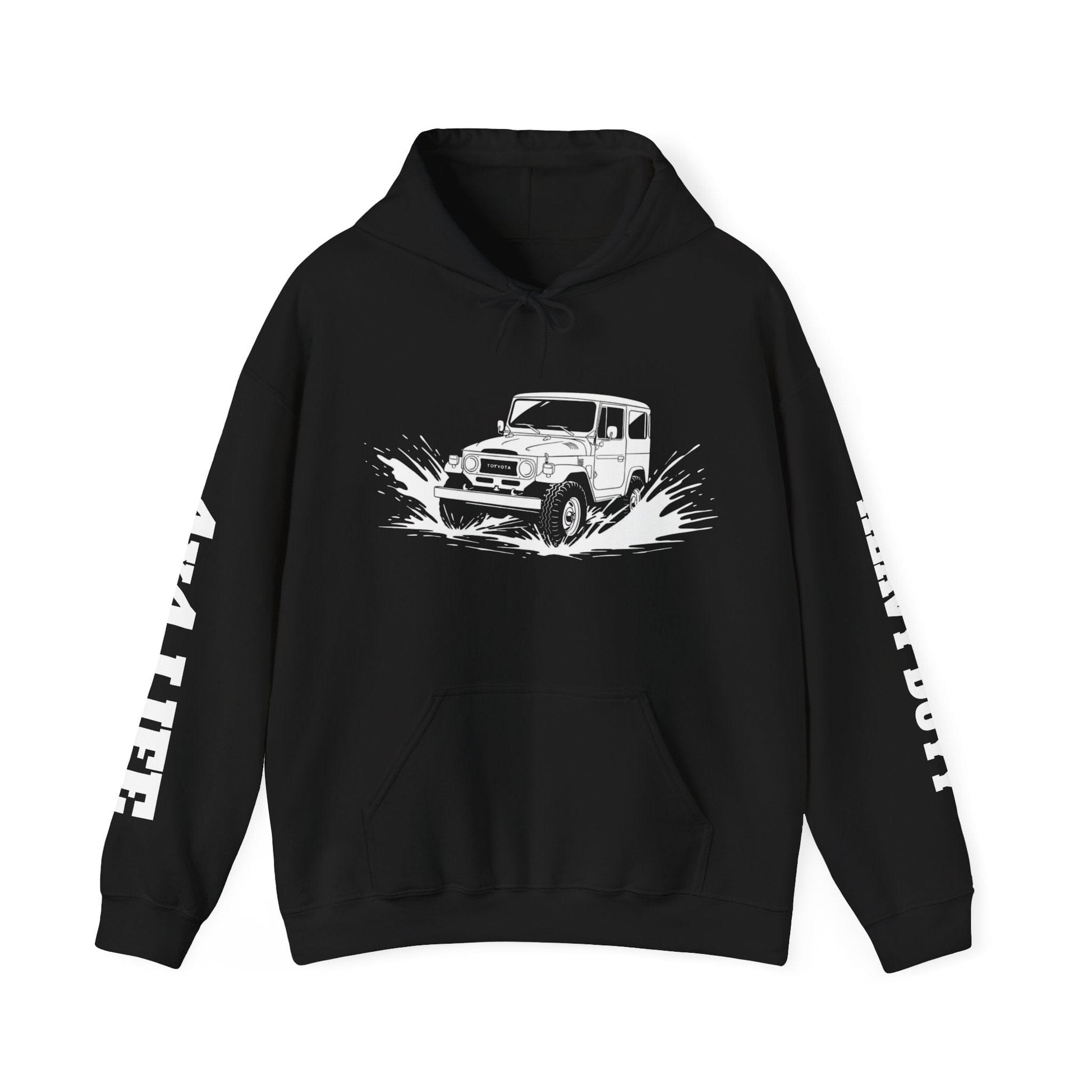 Classic 4x4 Off-Road Adventure Pullover Hoodie | Vintage Landcruiser & Sleeve Print - That Should Be on a T-Shirt