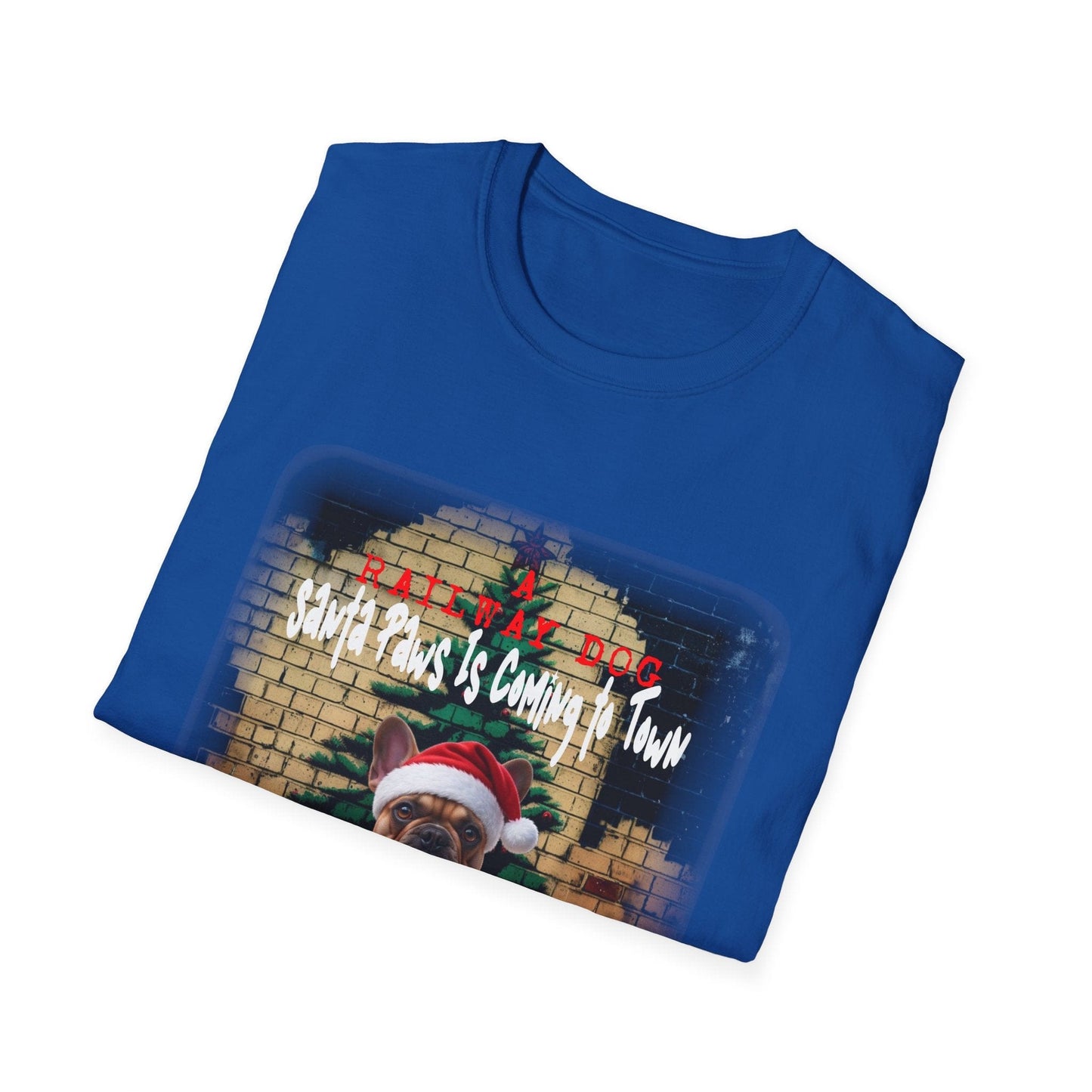 Festive French Bulldog Christmas T-Shirt | Santa Paws Is Coming To Town Tee | Funny Frenchie Holiday Gift