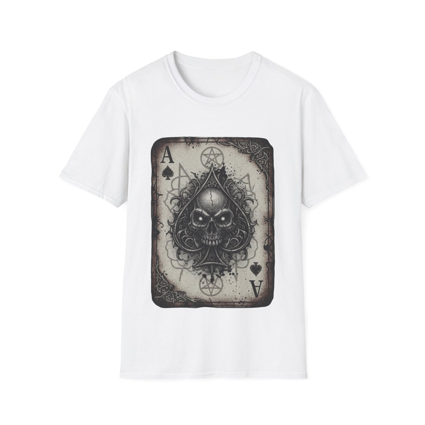 Dark Occult Ace of Spades Skull T-Shirt - Gothic Horror Playing Card Graphic Tee