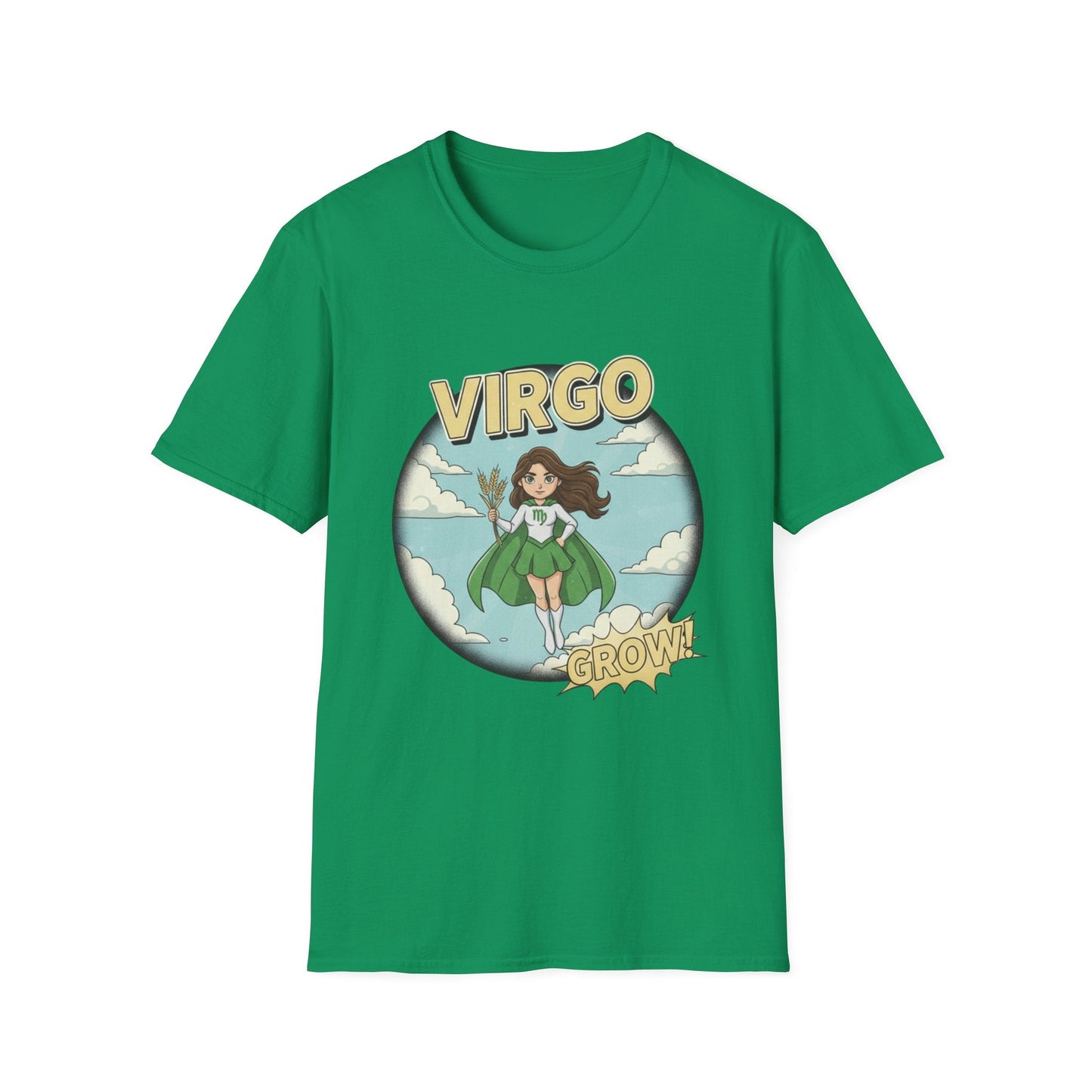 Virgo “Grow” T-Shirt – Cute Virgo Zodiac Superhero Graphic Tee - That Should Be on a T-Shirt