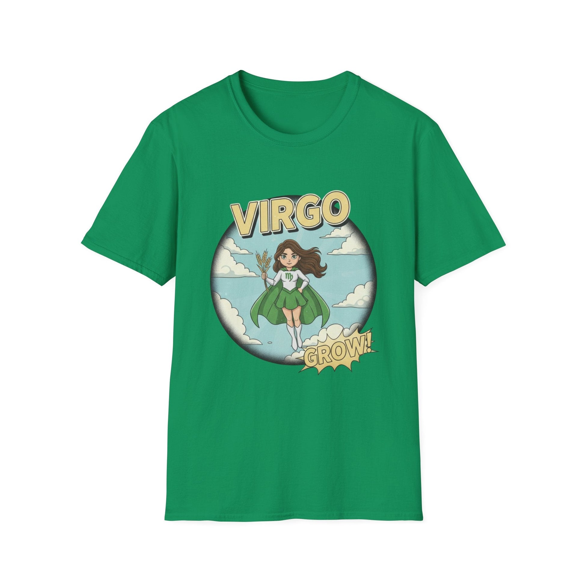 Virgo “Grow” T-Shirt – Cute Virgo Zodiac Superhero Graphic Tee - That Should Be on a T-Shirt