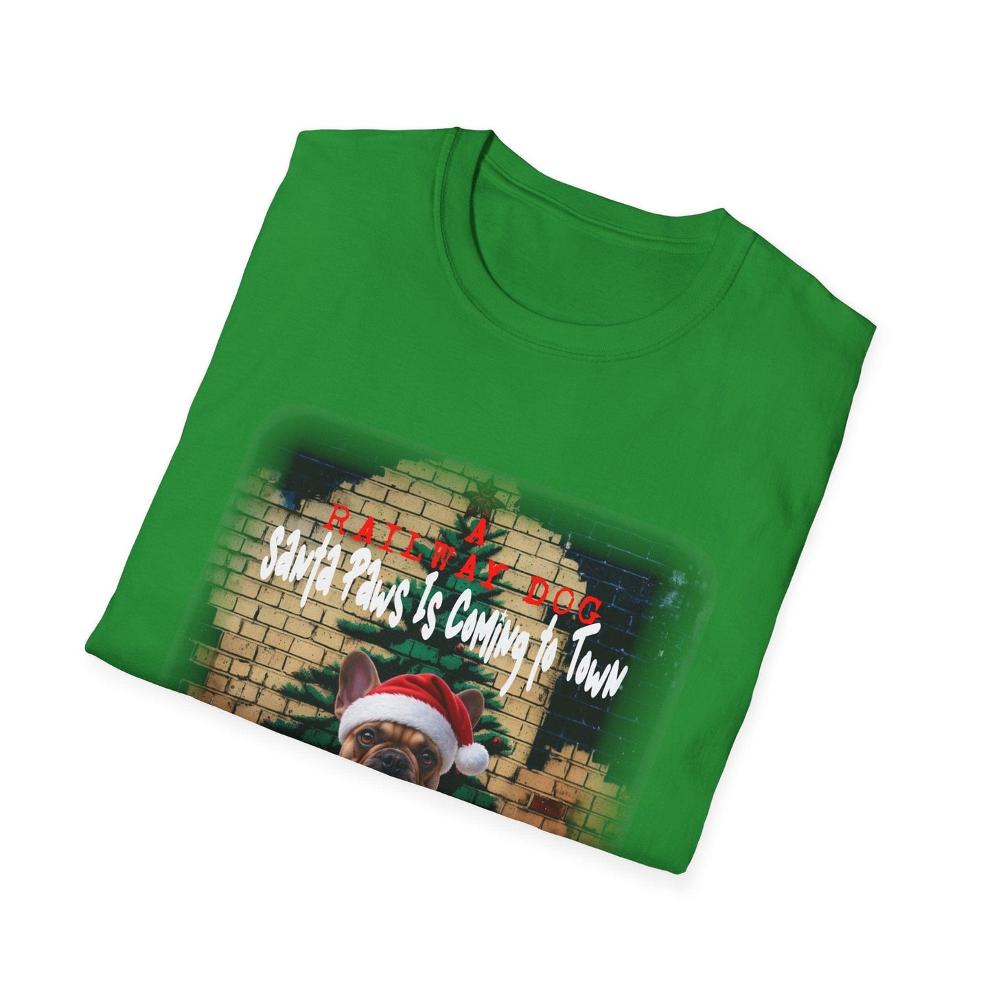 Festive French Bulldog Christmas T-Shirt | Santa Paws Is Coming To Town Tee | Funny Frenchie Holiday Gift