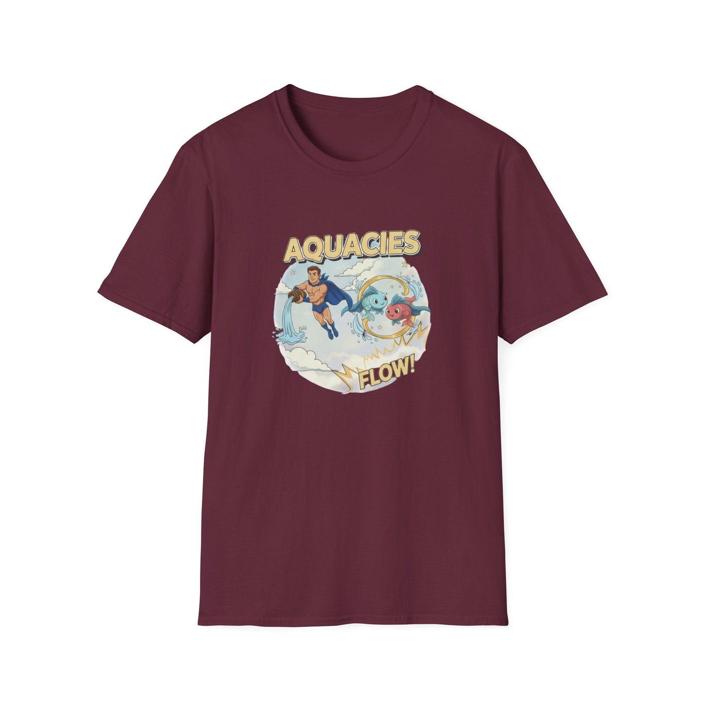 Aquacies "Flow!" Superhero Zodiac T-Shirt - Aquarius Pisces Cusp Graphic Tee - That Should Be on a T-Shirt