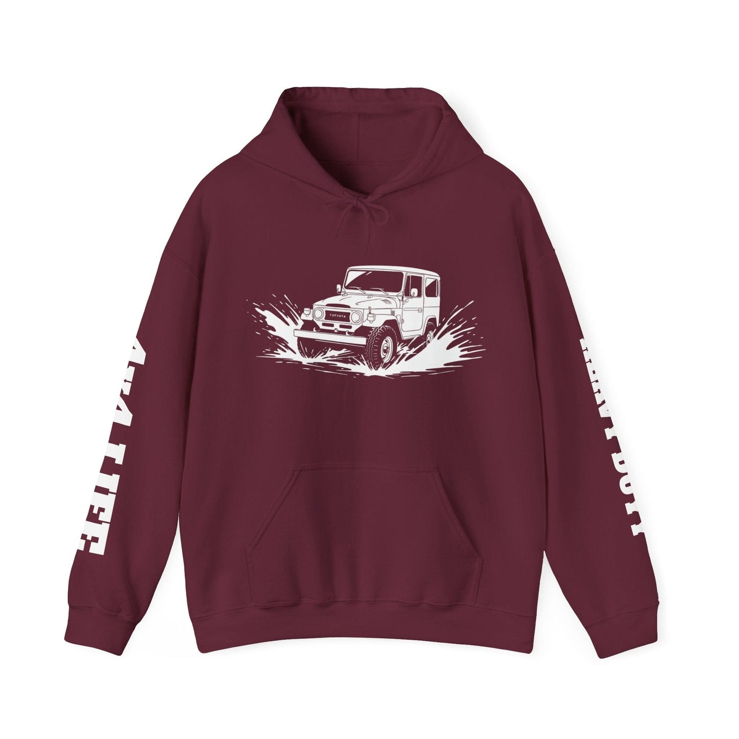 Classic 4x4 Off-Road Adventure Pullover Hoodie | Vintage Landcruiser & Sleeve Print - That Should Be on a T-Shirt