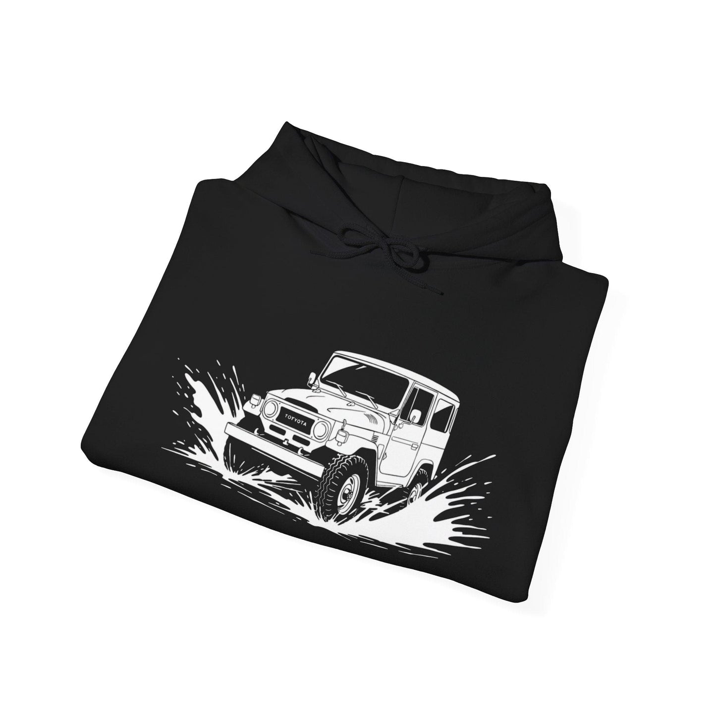 Classic 4x4 Off-Road Adventure Pullover Hoodie | Vintage Landcruiser & Sleeve Print - That Should Be on a T-Shirt