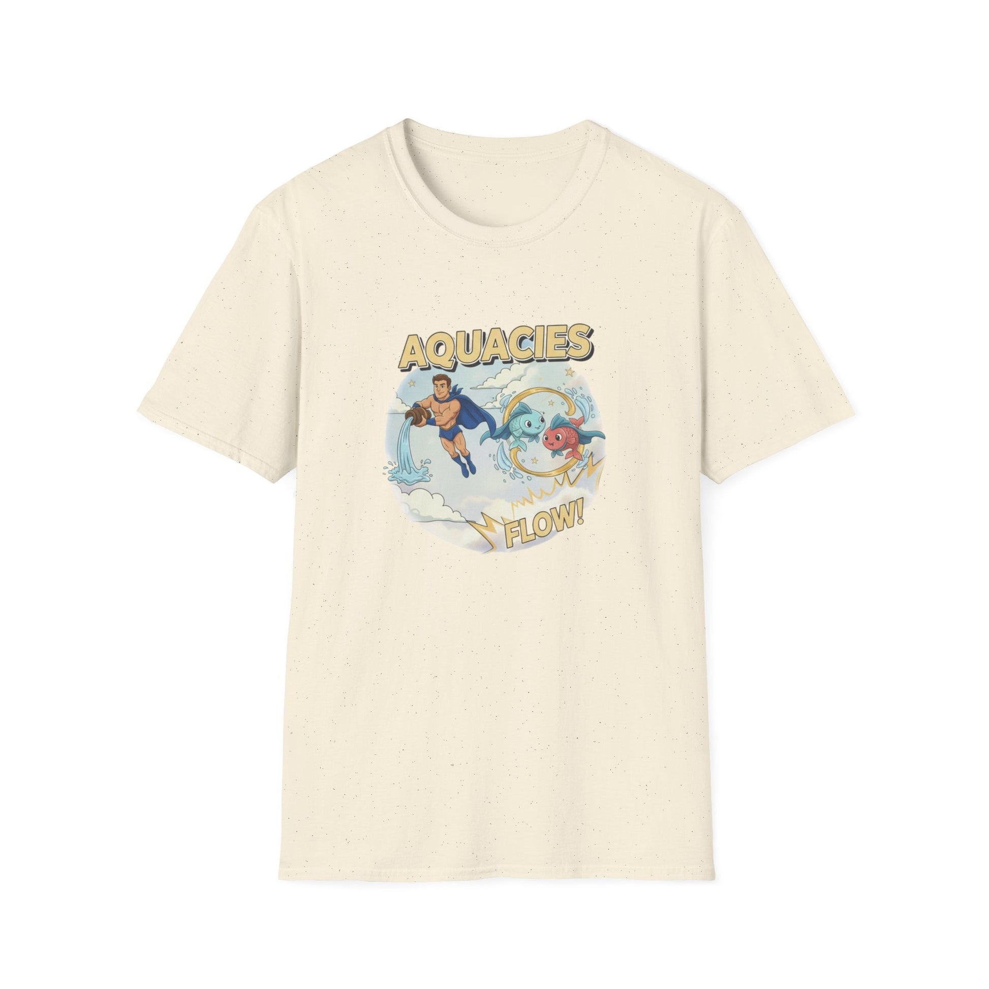 Aquacies "Flow!" Superhero Zodiac T-Shirt - Aquarius Pisces Cusp Graphic Tee - That Should Be on a T-Shirt