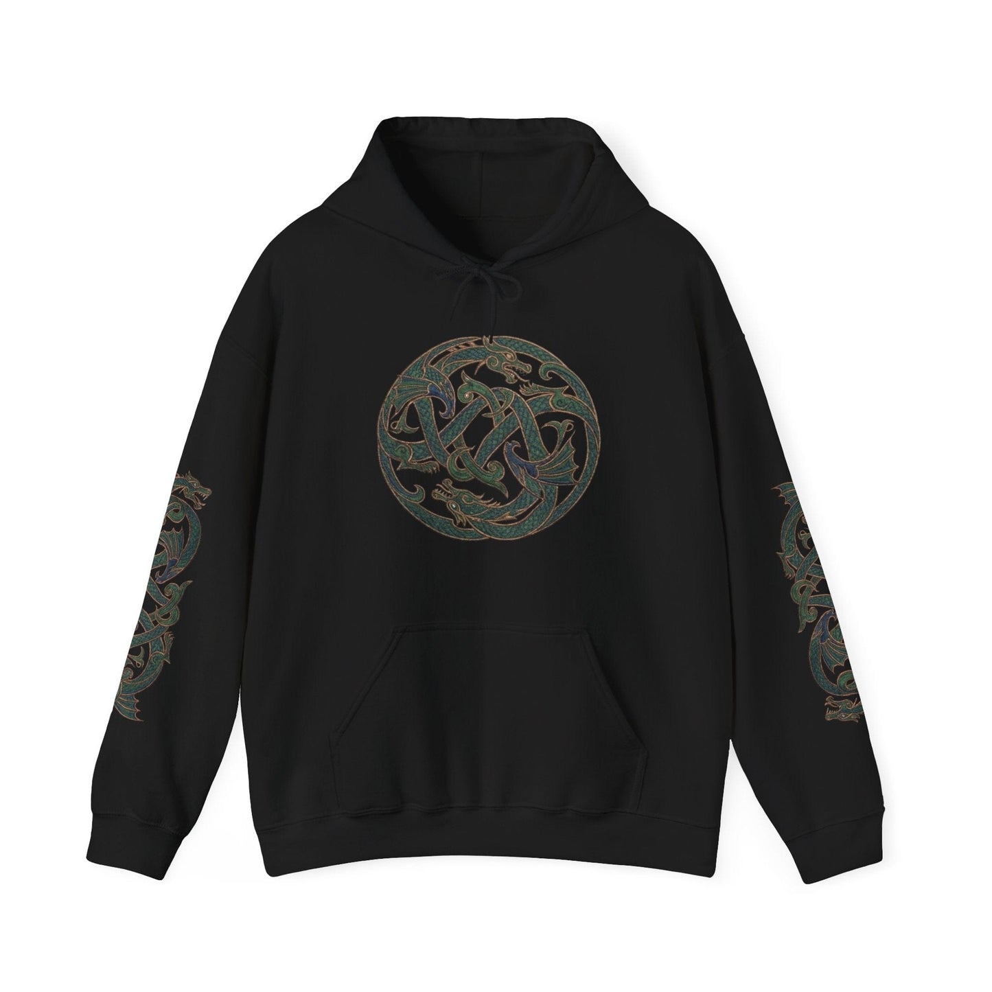 Celtic Dragon Emblem Hoodie – with Full Sleeve Detail