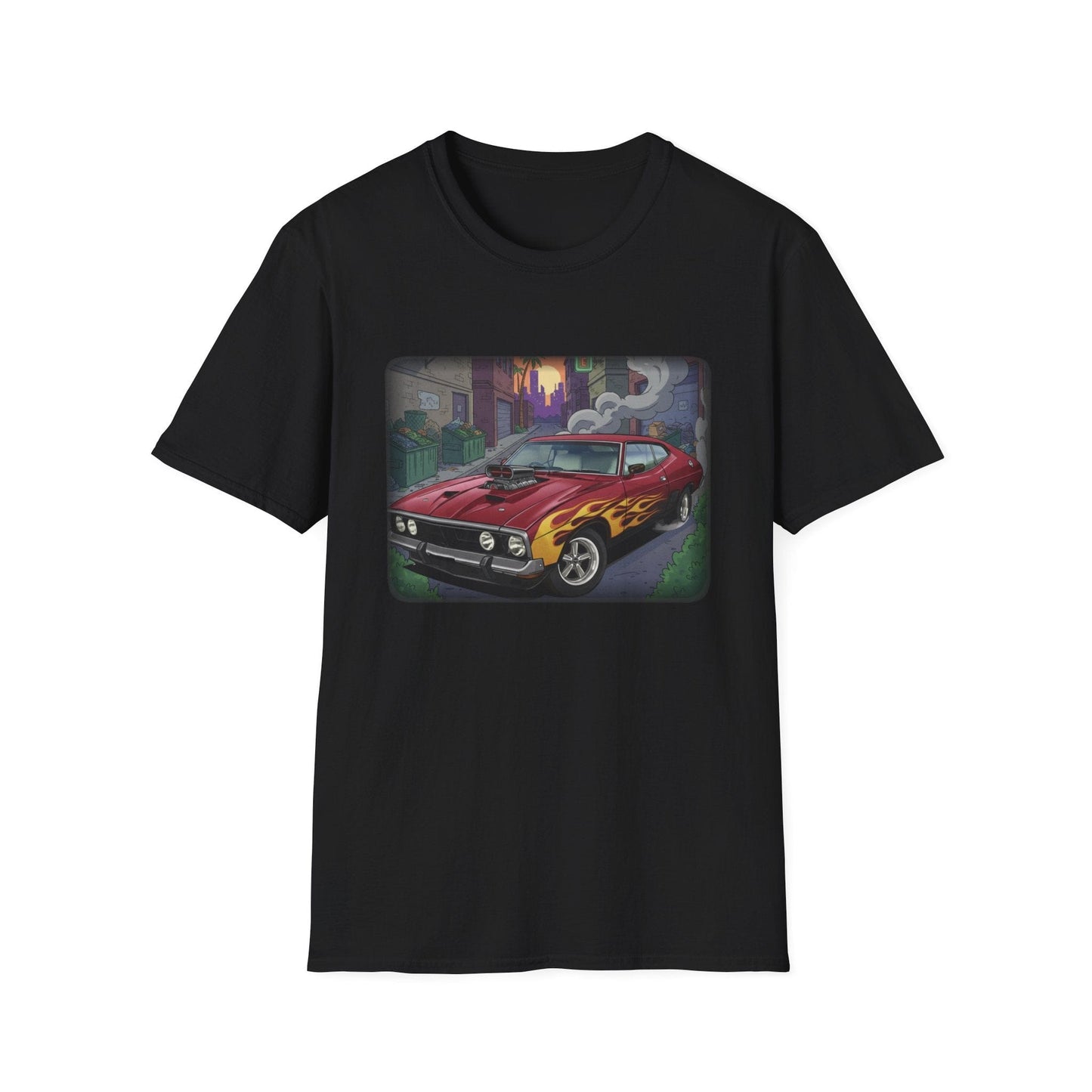 Classic Muscle Car T-Shirt — XB Falcon with Flames Graphic - That Should Be on a T-Shirt