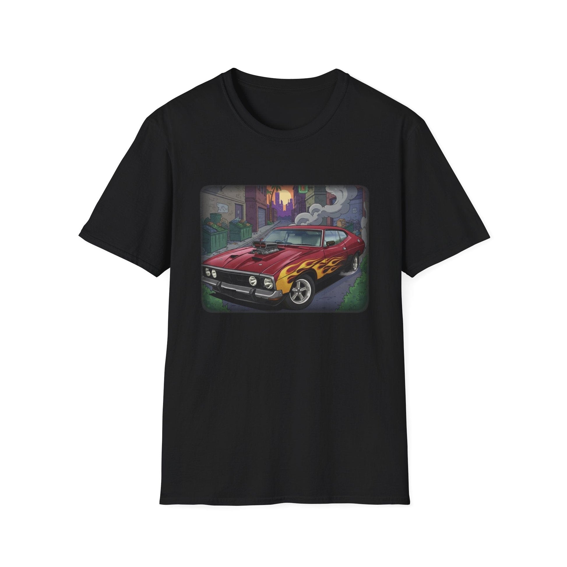Classic Muscle Car T-Shirt — XB Falcon with Flames Graphic - That Should Be on a T-Shirt