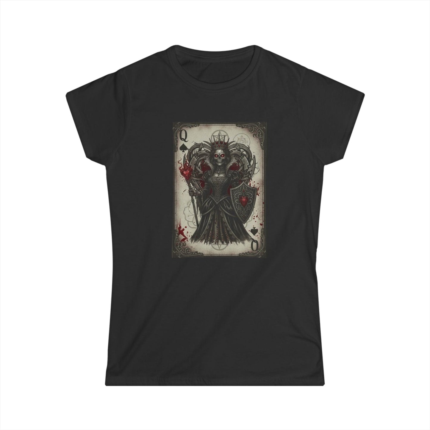 Queen of Hearts Gothic T-Shirt - Dark Aesthetic Playing Card Tee - Modern Goth Apparel