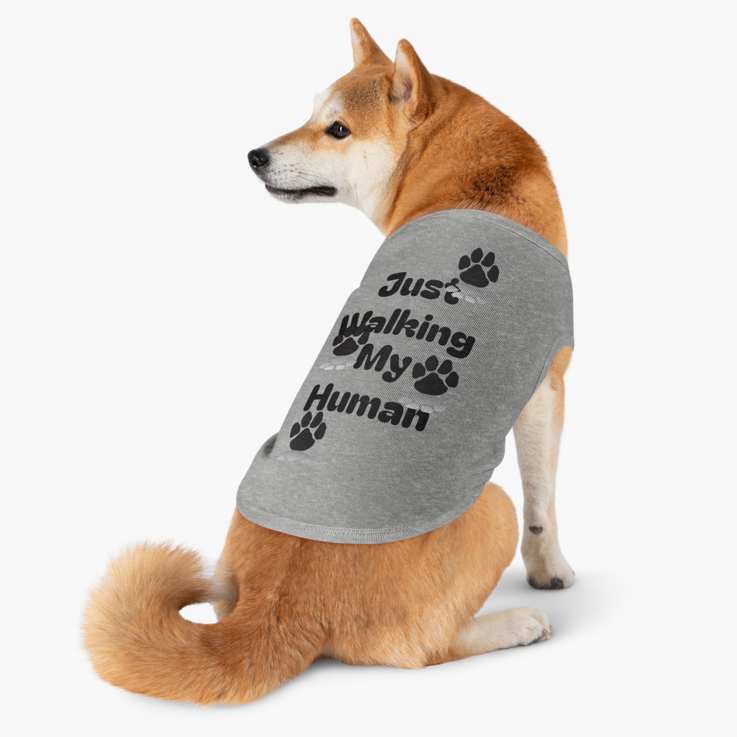 "Just Walking My Human" Dog Tank Top, Breathable Pet Tee for Fun & Comfort