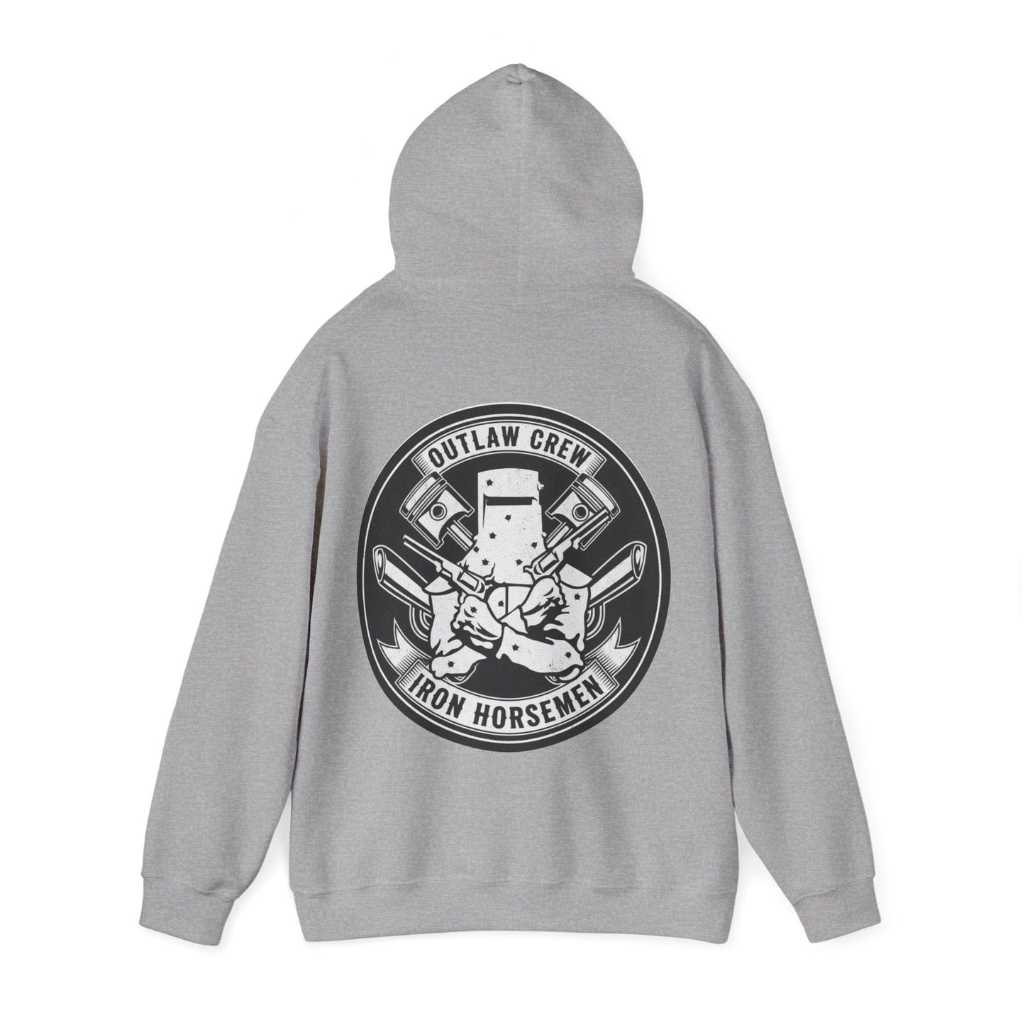 Outlaw Hoodie | Vintage Biker Style Pullover | Iron Horsemen Motorcycle Sweatshirt | Unisex Fleece Hoodie - That Should Be on a T-Shirt