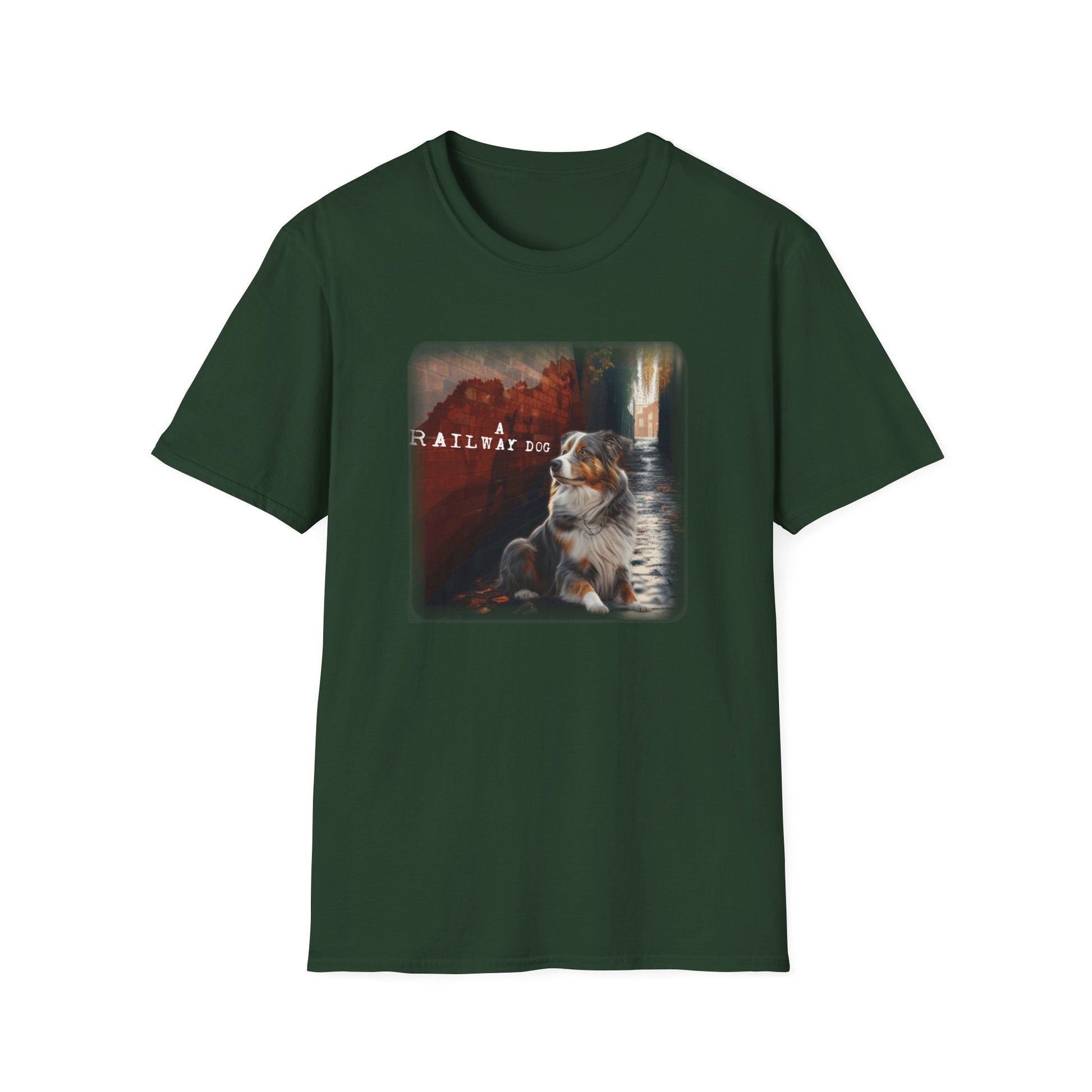 A Railway Dog Premium Graphic T-Shirt - Australian Shepherd Art Tee - That Should Be on a T-Shirt