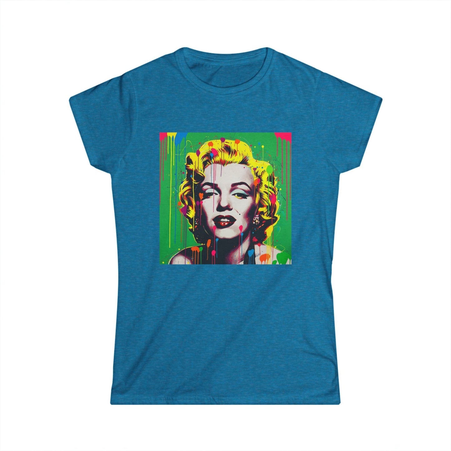 Marilyn Pop Art Drip Tee – Vibrant Neon Portrait Women’s T-Shirt