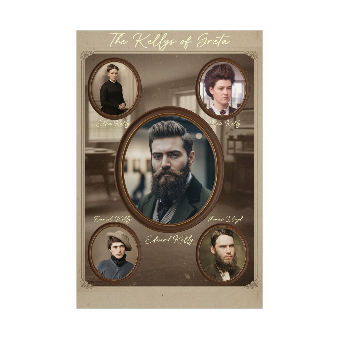 The Kellys of Greta - Vintage Australian Outlaw Portrait Poster - That Should Be on a T-Shirt