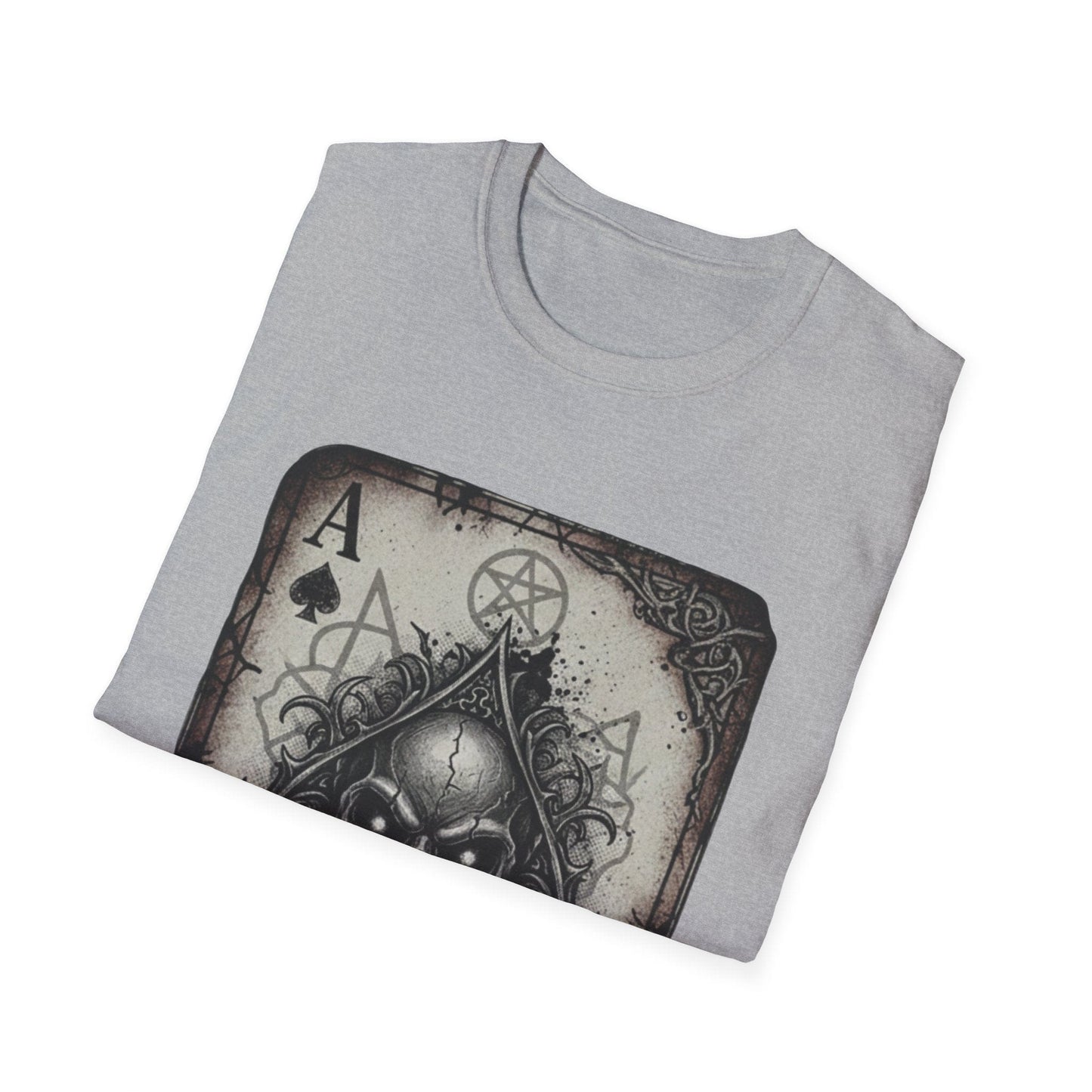 Dark Occult Ace of Spades Skull T-Shirt - Gothic Horror Playing Card Graphic Tee