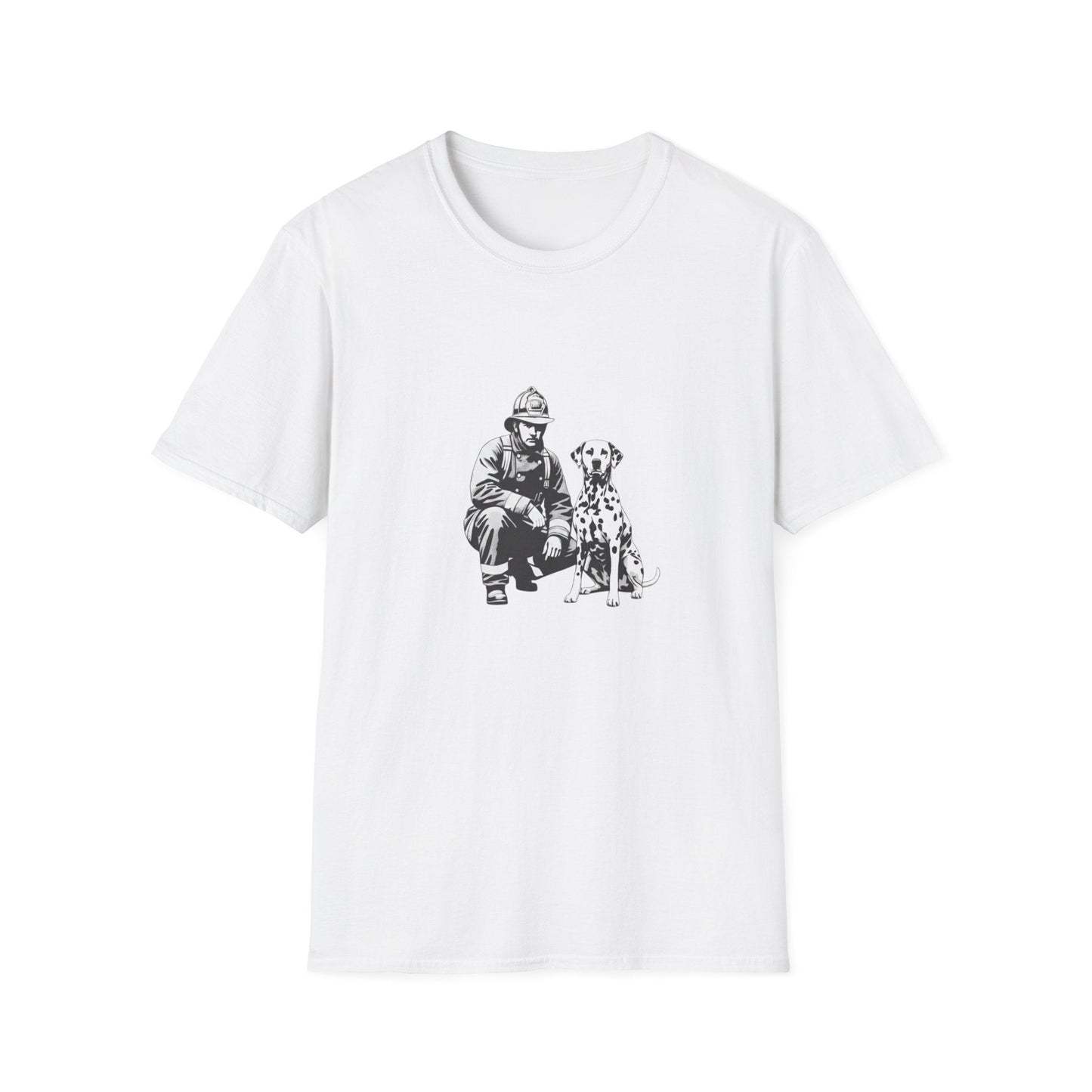 Firefighter & Dalmatian T-Shirt – Vintage Dog Lover Graphic Tee, Unisex Cotton - That Should Be on a T-Shirt