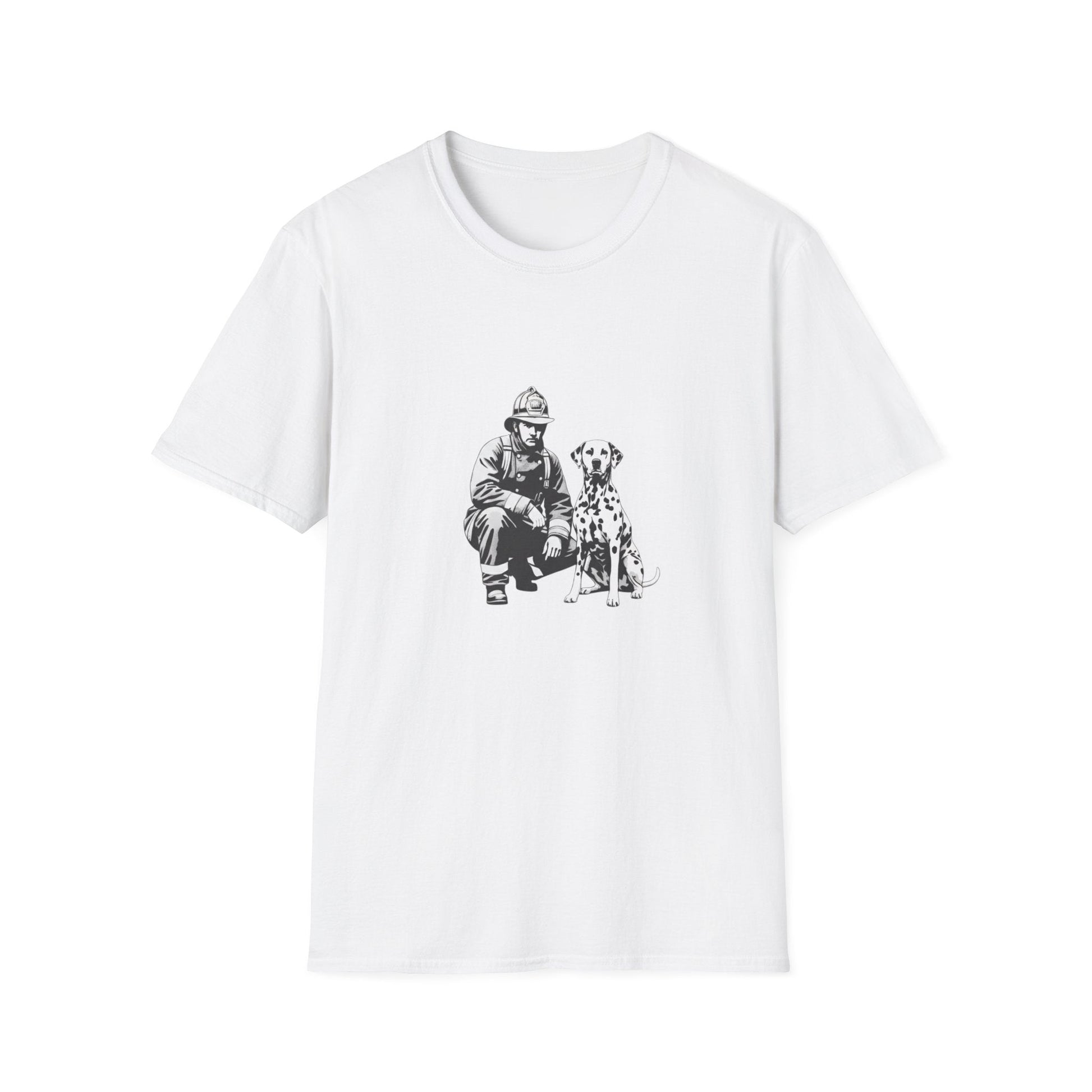 Firefighter & Dalmatian T-Shirt – Vintage Dog Lover Graphic Tee, Unisex Cotton - That Should Be on a T-Shirt
