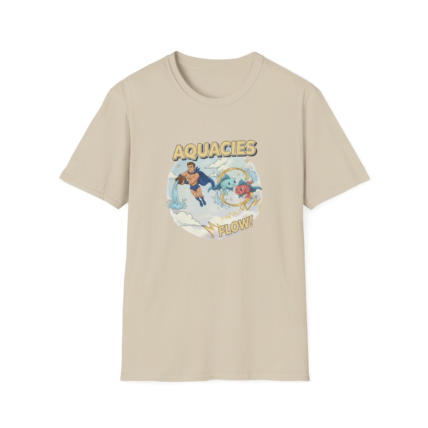 Aquacies "Flow!" Superhero Zodiac T-Shirt - Aquarius Pisces Cusp Graphic Tee - That Should Be on a T-Shirt