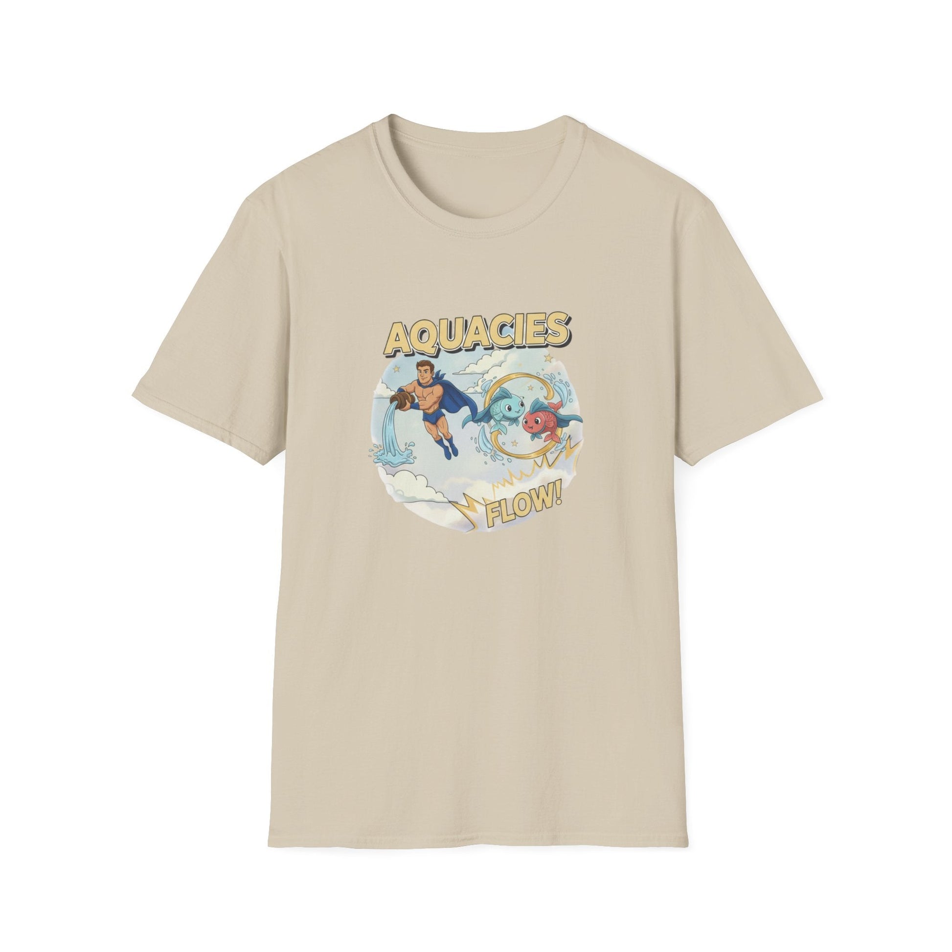 Aquacies "Flow!" Superhero Zodiac T-Shirt - Aquarius Pisces Cusp Graphic Tee - That Should Be on a T-Shirt