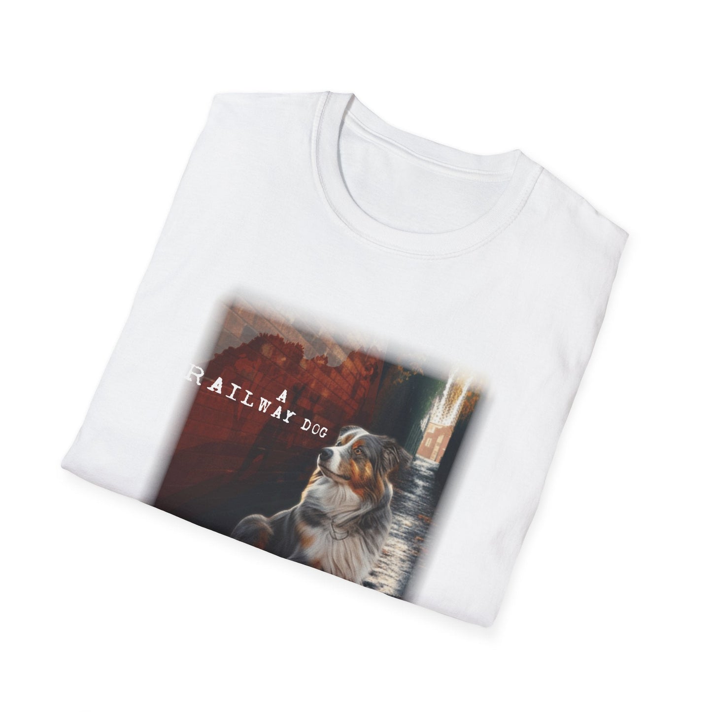 A Railway Dog Premium Graphic T-Shirt - Australian Shepherd Art Tee - That Should Be on a T-Shirt