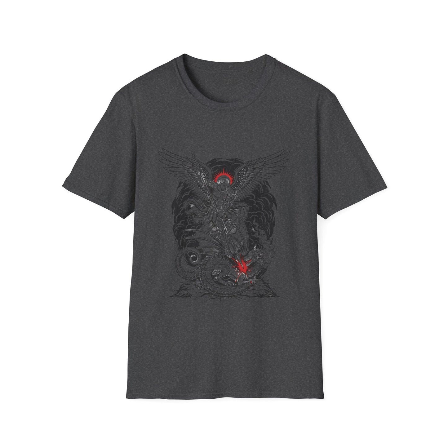 The Archangel Slayer: Saint Michael Defeats the Dragon Graphic T-Shirt - That Should Be on a T-Shirt