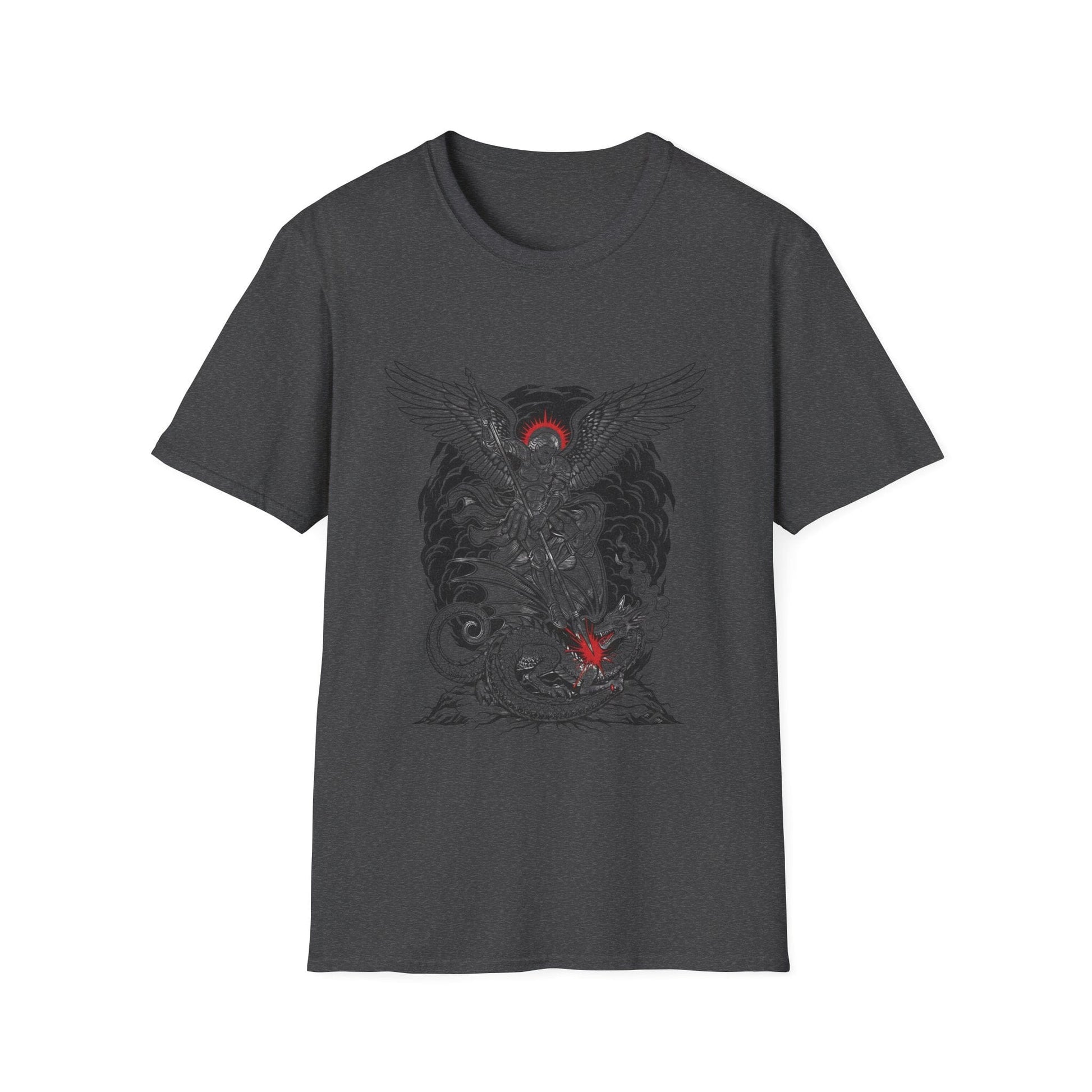 The Archangel Slayer: Saint Michael Defeats the Dragon Graphic T-Shirt - That Should Be on a T-Shirt