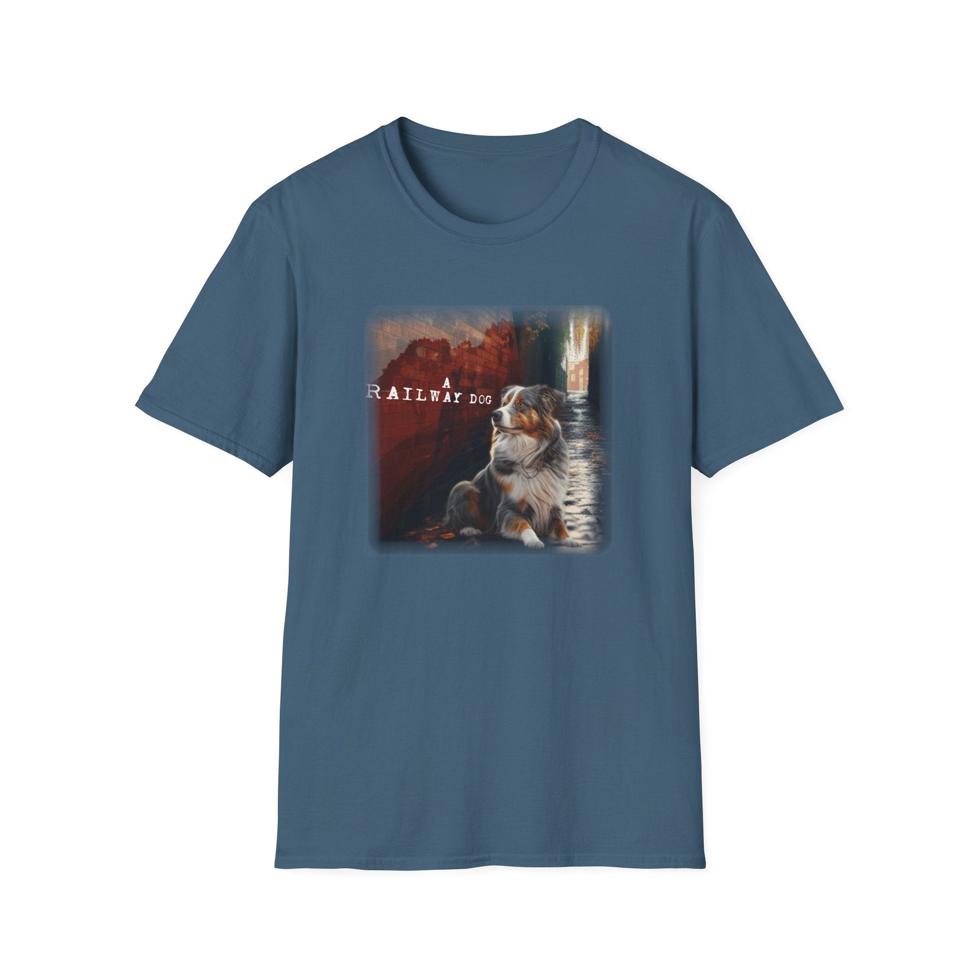 A Railway Dog Premium Graphic T-Shirt - Australian Shepherd Art Tee - That Should Be on a T-Shirt