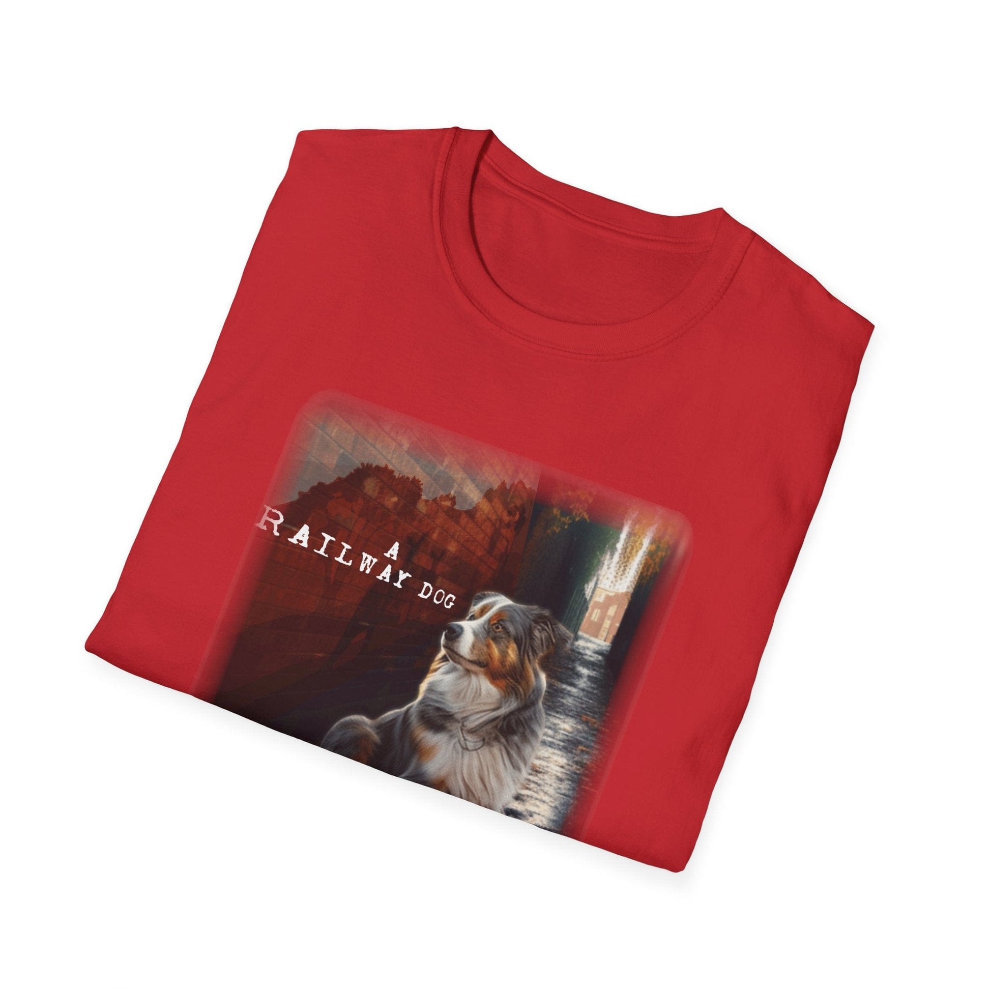 A Railway Dog Premium Graphic T-Shirt - Australian Shepherd Art Tee - That Should Be on a T-Shirt