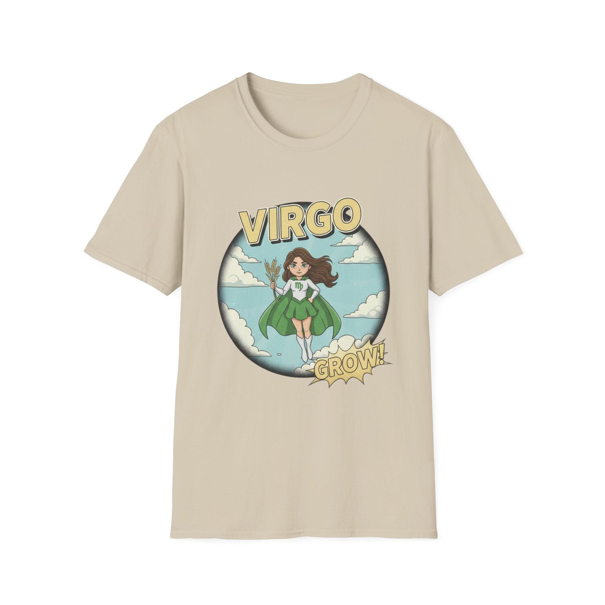 Virgo “Grow” T-Shirt – Cute Virgo Zodiac Superhero Graphic Tee - That Should Be on a T-Shirt