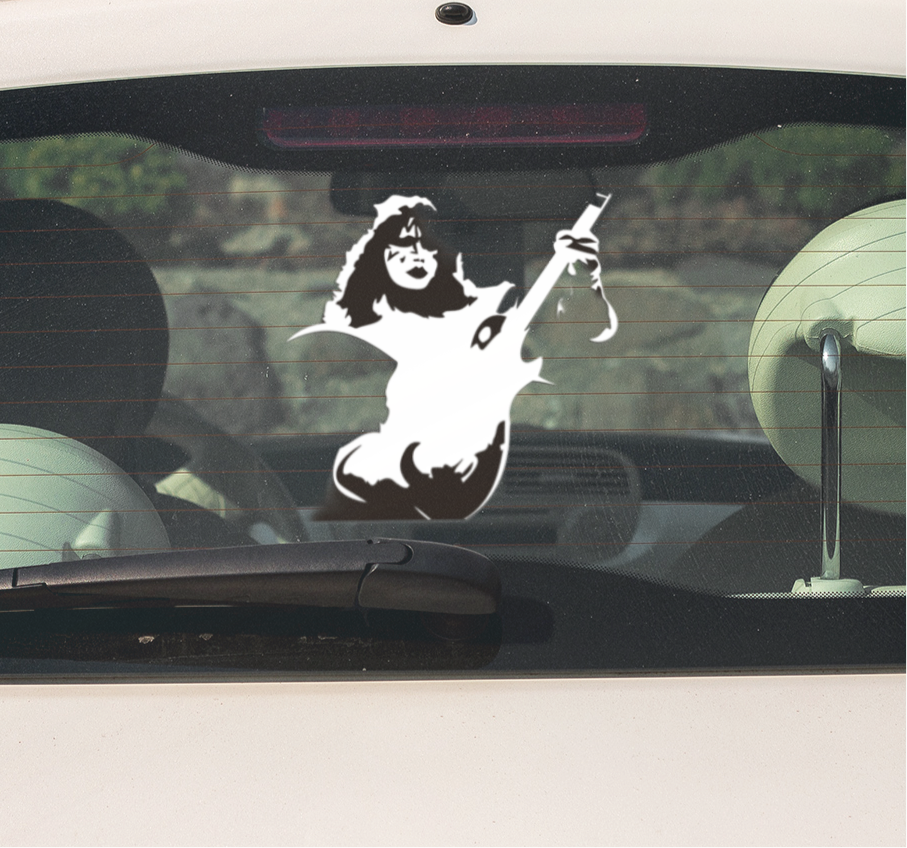 Ace Frehley Decal on a rear windscreen