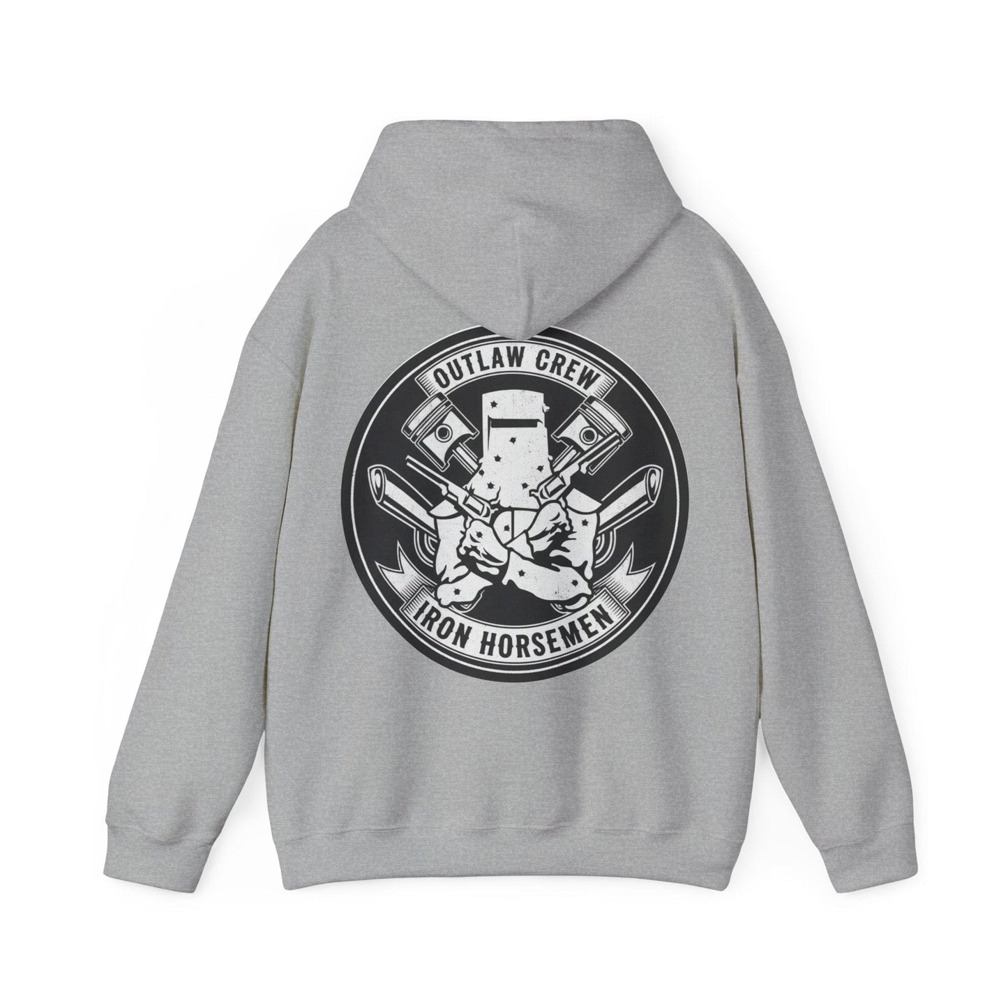 Outlaw Hoodie | Vintage Biker Style Pullover | Iron Horsemen Motorcycle Sweatshirt | Unisex Fleece Hoodie - That Should Be on a T-Shirt