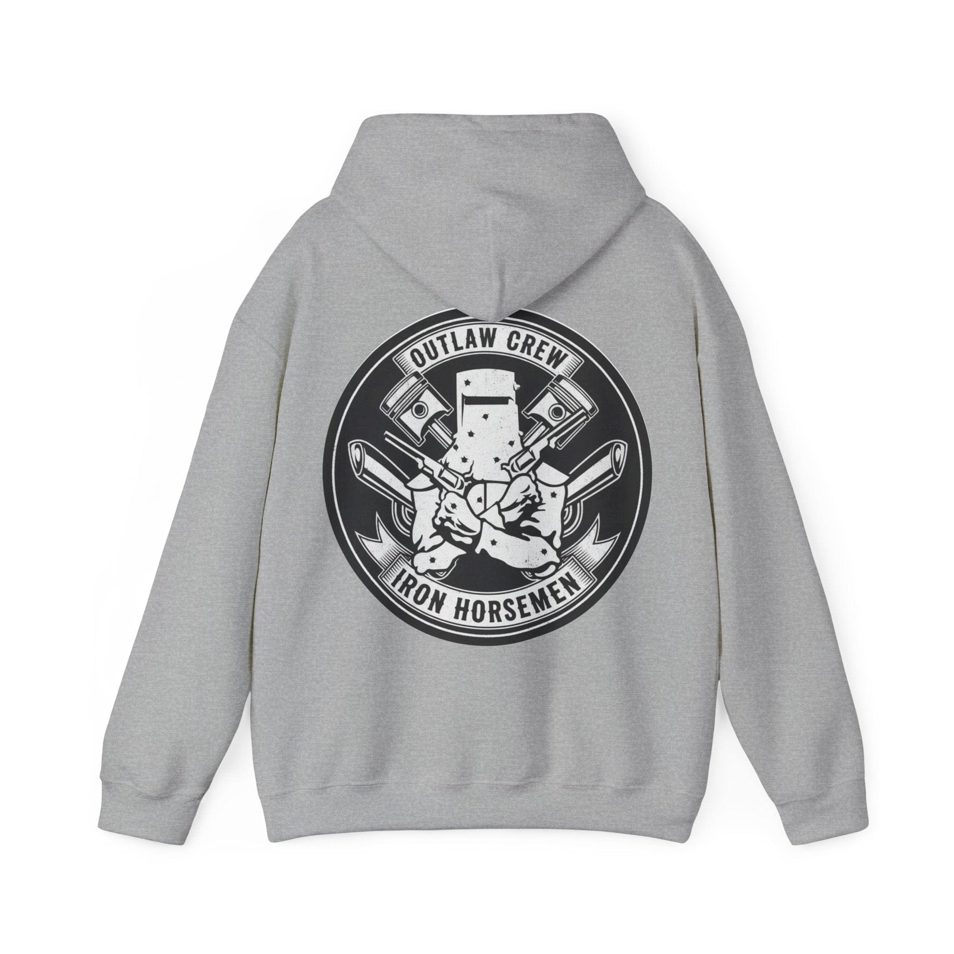 Outlaw Hoodie | Vintage Biker Style Pullover | Iron Horsemen Motorcycle Sweatshirt | Unisex Fleece Hoodie - That Should Be on a T-Shirt