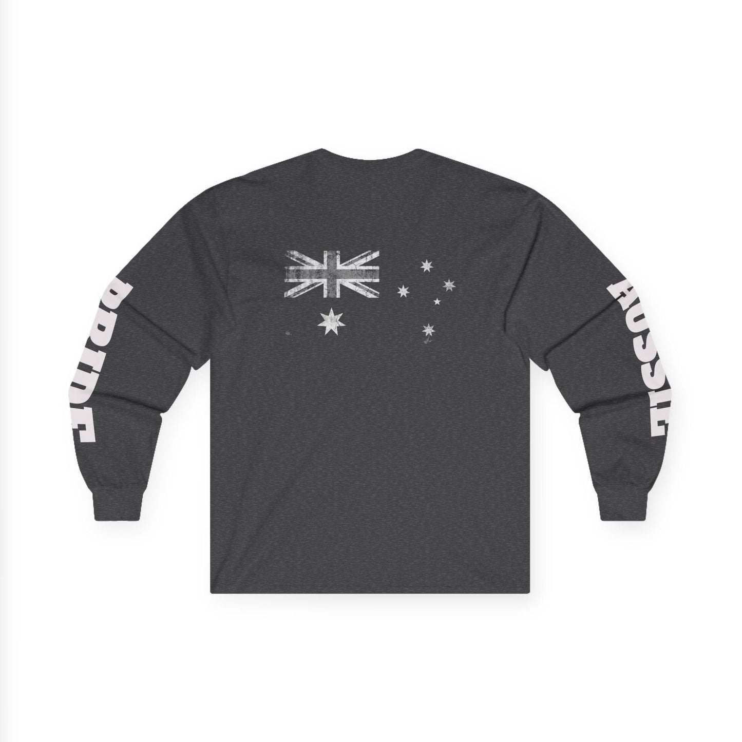 Aussie Pride Distressed Flag Long Sleeve Tee - Unisex Heavyweight Streetwear