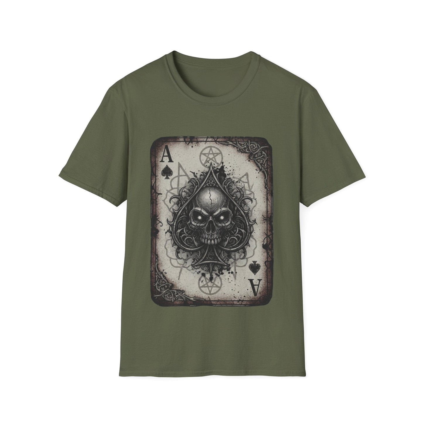 Dark Occult Ace of Spades Skull T-Shirt - Gothic Horror Playing Card Graphic Tee