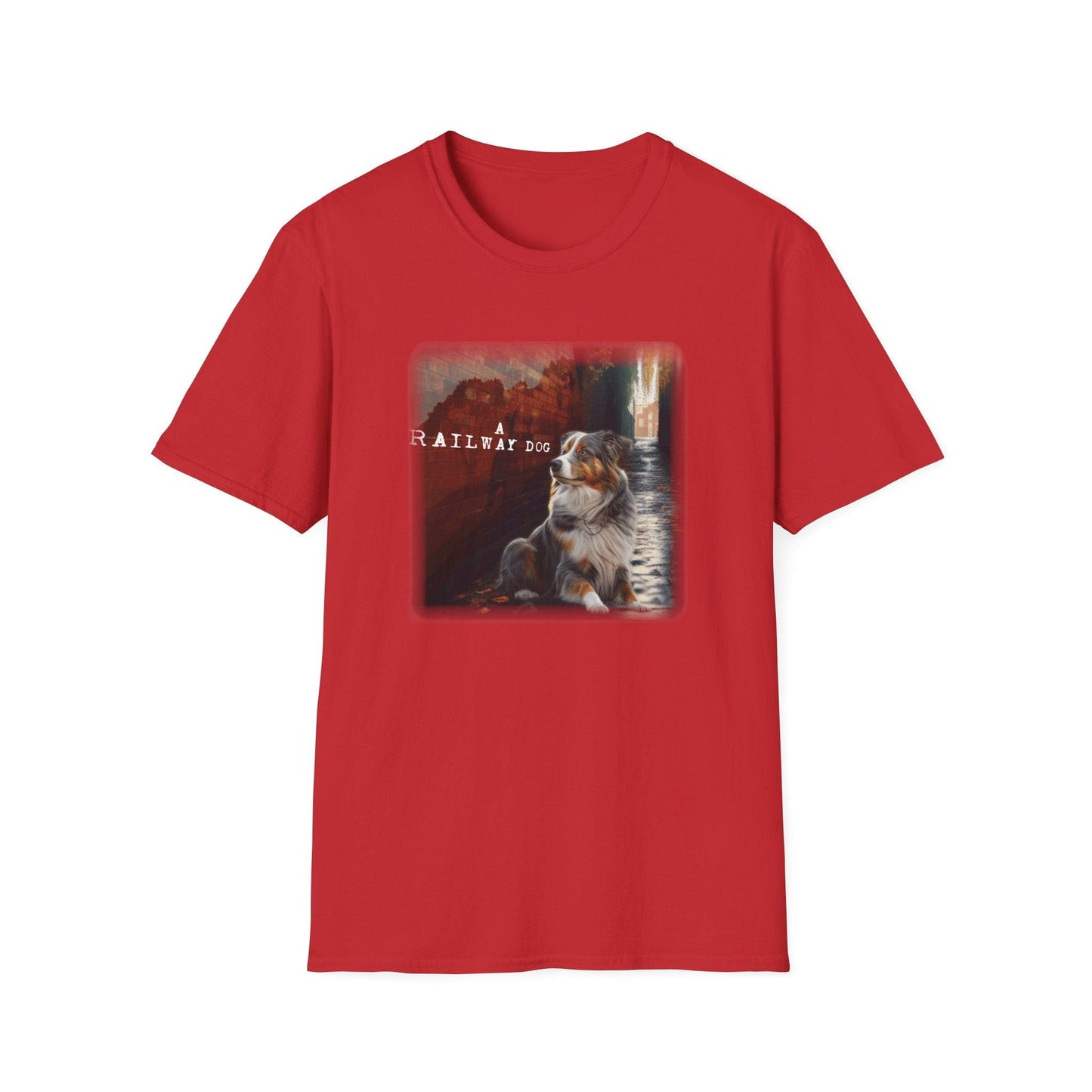 A Railway Dog Premium Graphic T-Shirt - Australian Shepherd Art Tee - That Should Be on a T-Shirt