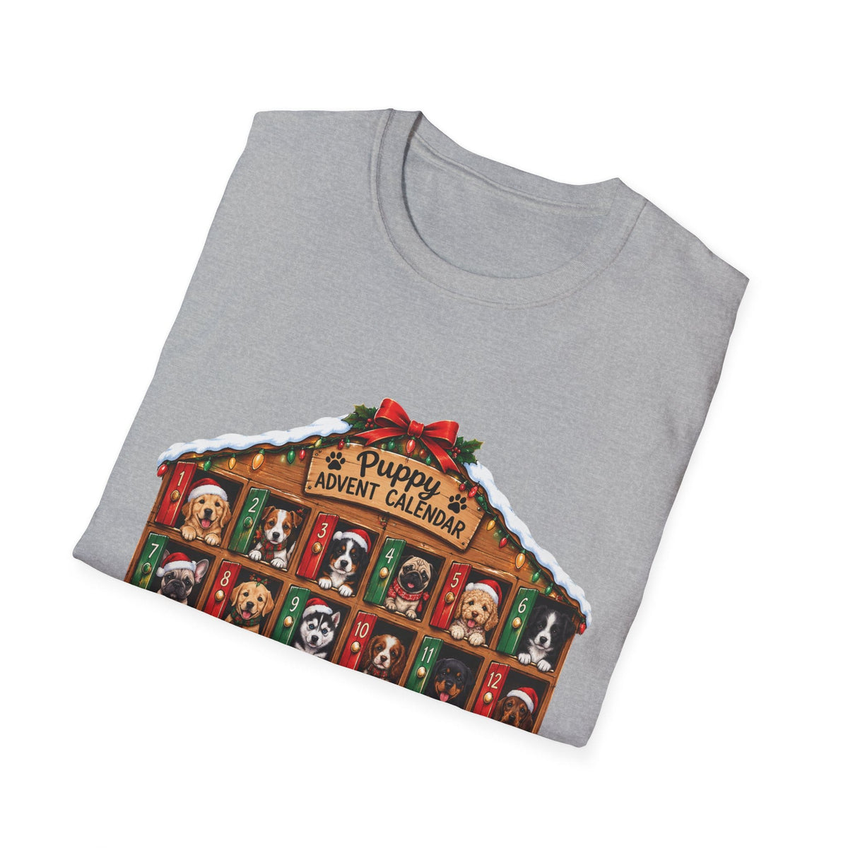 Puppy Advent Calendar Christmas T-Shirt – Festive Dog Lover Graphic Tee