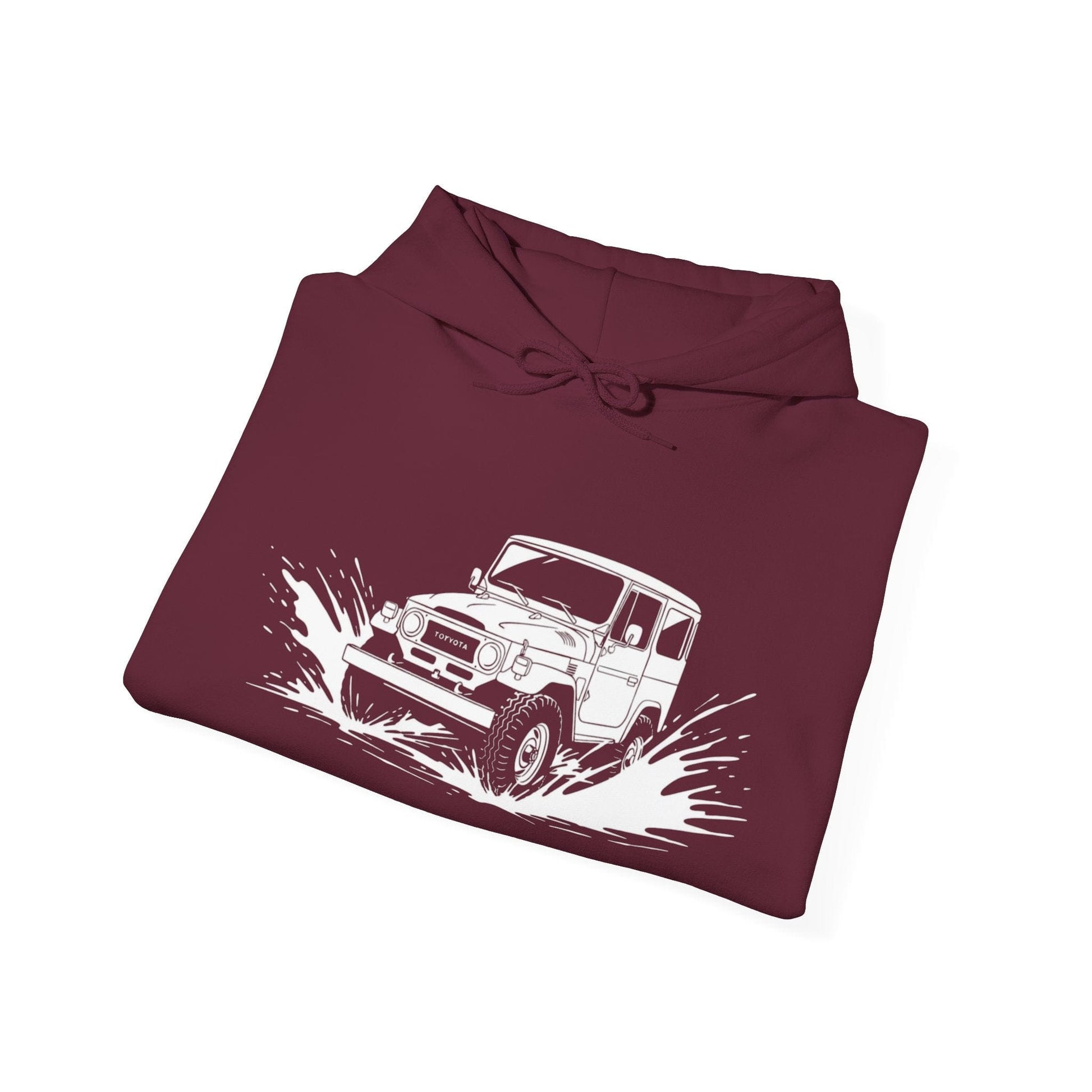 Classic 4x4 Off-Road Adventure Pullover Hoodie | Vintage Landcruiser & Sleeve Print - That Should Be on a T-Shirt