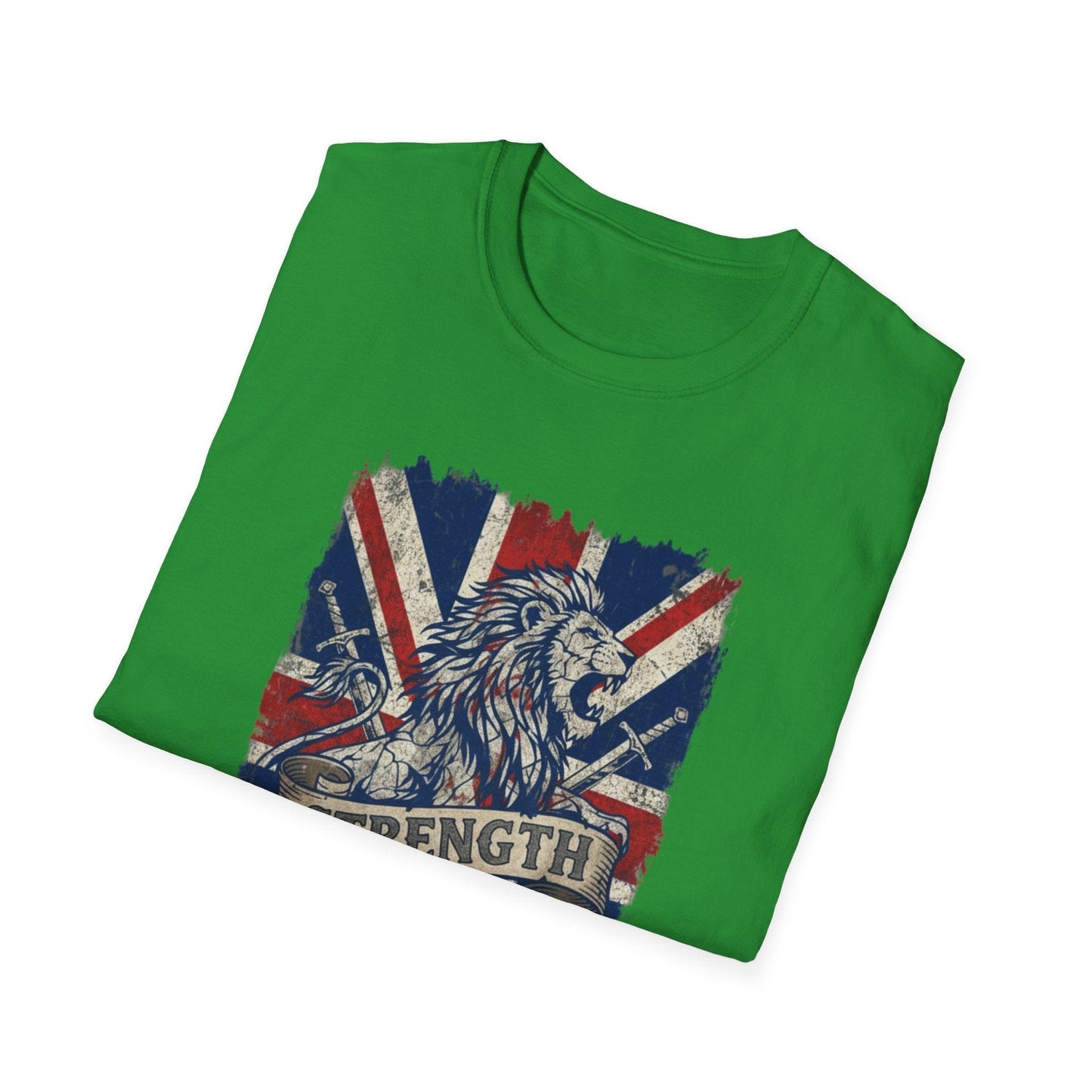 British Lion Strength & Courage T-Shirt - Distressed Union Jack Graphic Tee