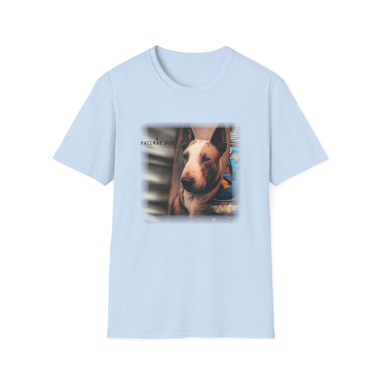 Railway Dog Graphic T-Shirt | Vintage Bull Terrier Art Tee | Urban Streetwear - That Should Be on a T-Shirt