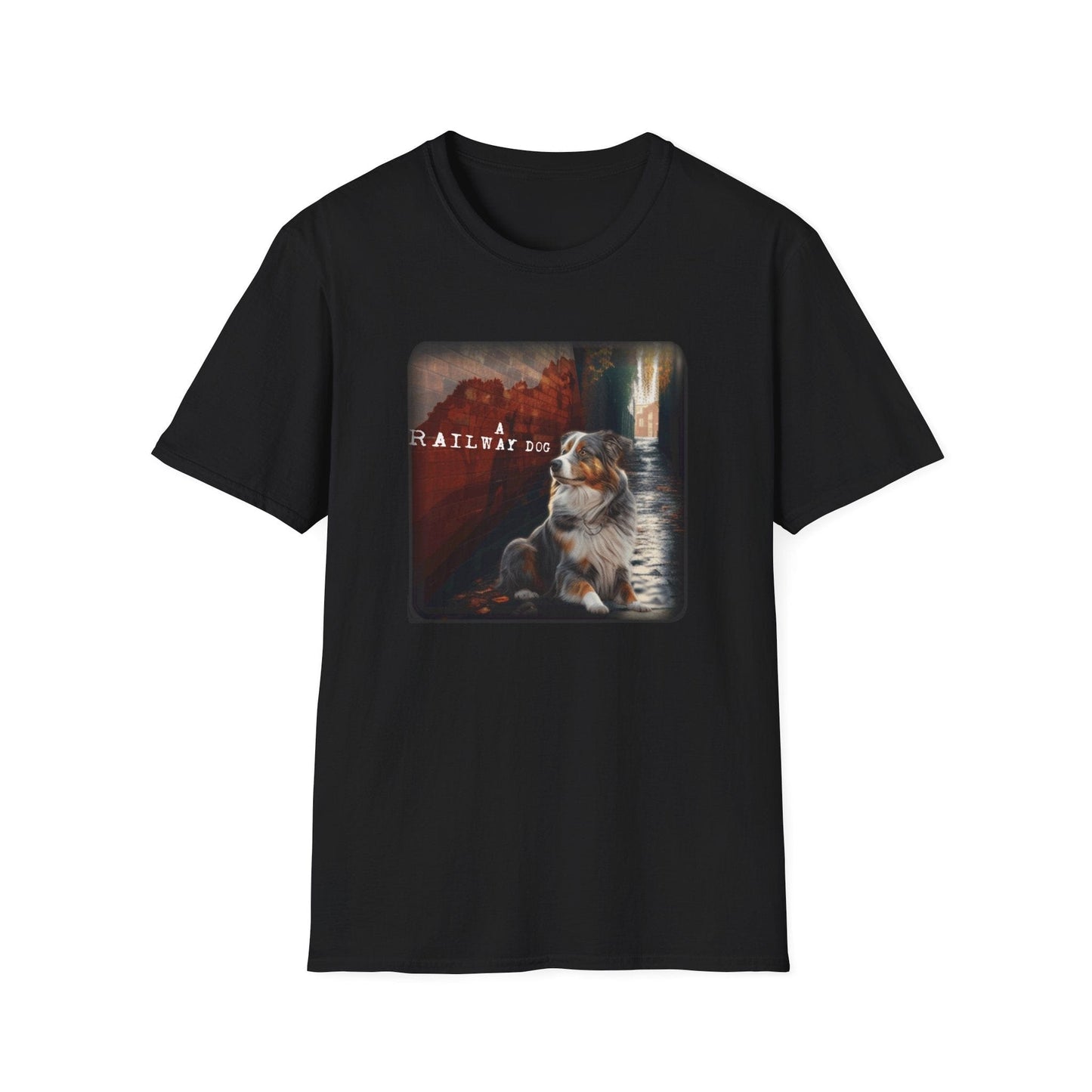 A Railway Dog Premium Graphic T-Shirt - Australian Shepherd Art Tee - That Should Be on a T-Shirt
