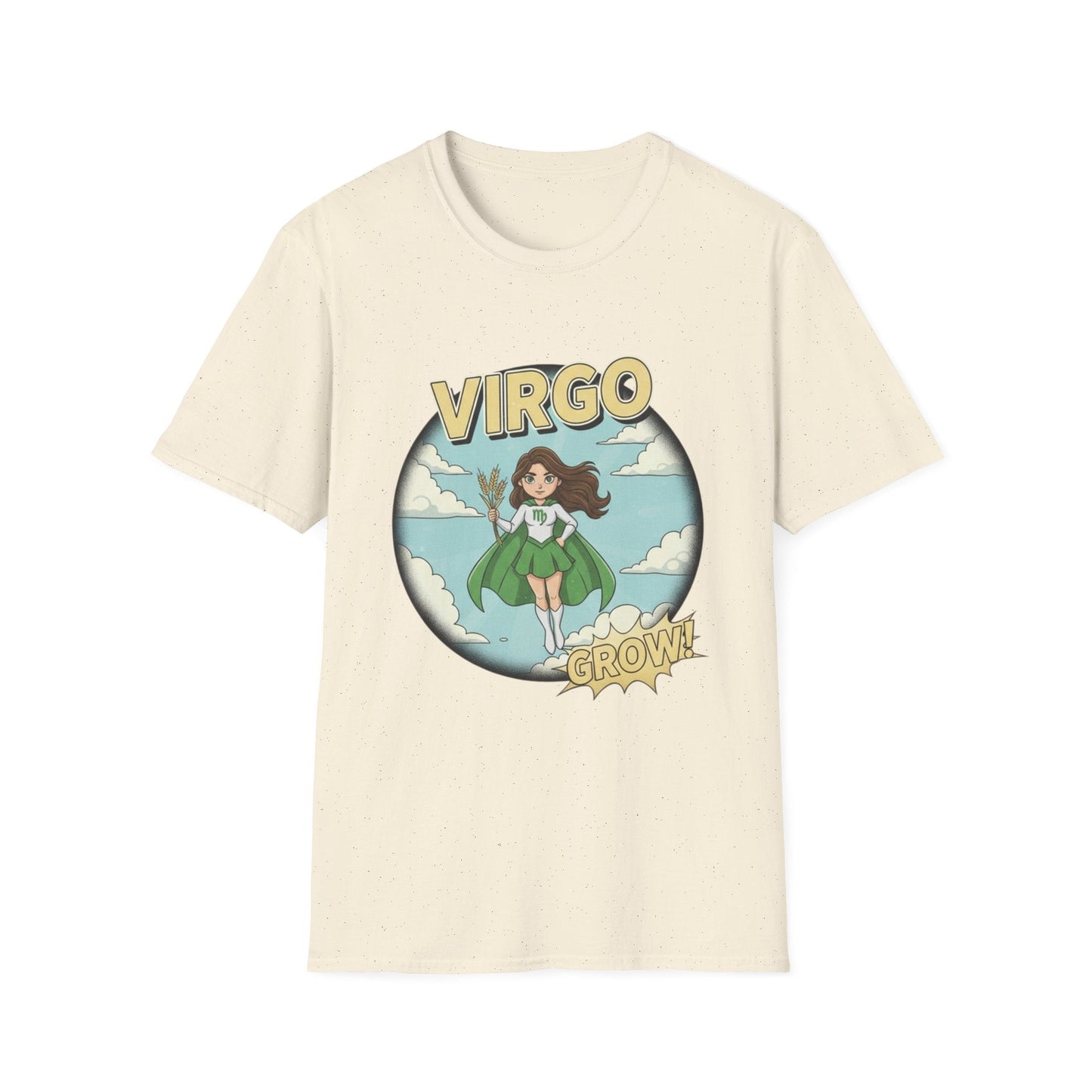 Virgo “Grow” T-Shirt – Cute Virgo Zodiac Superhero Graphic Tee - That Should Be on a T-Shirt
