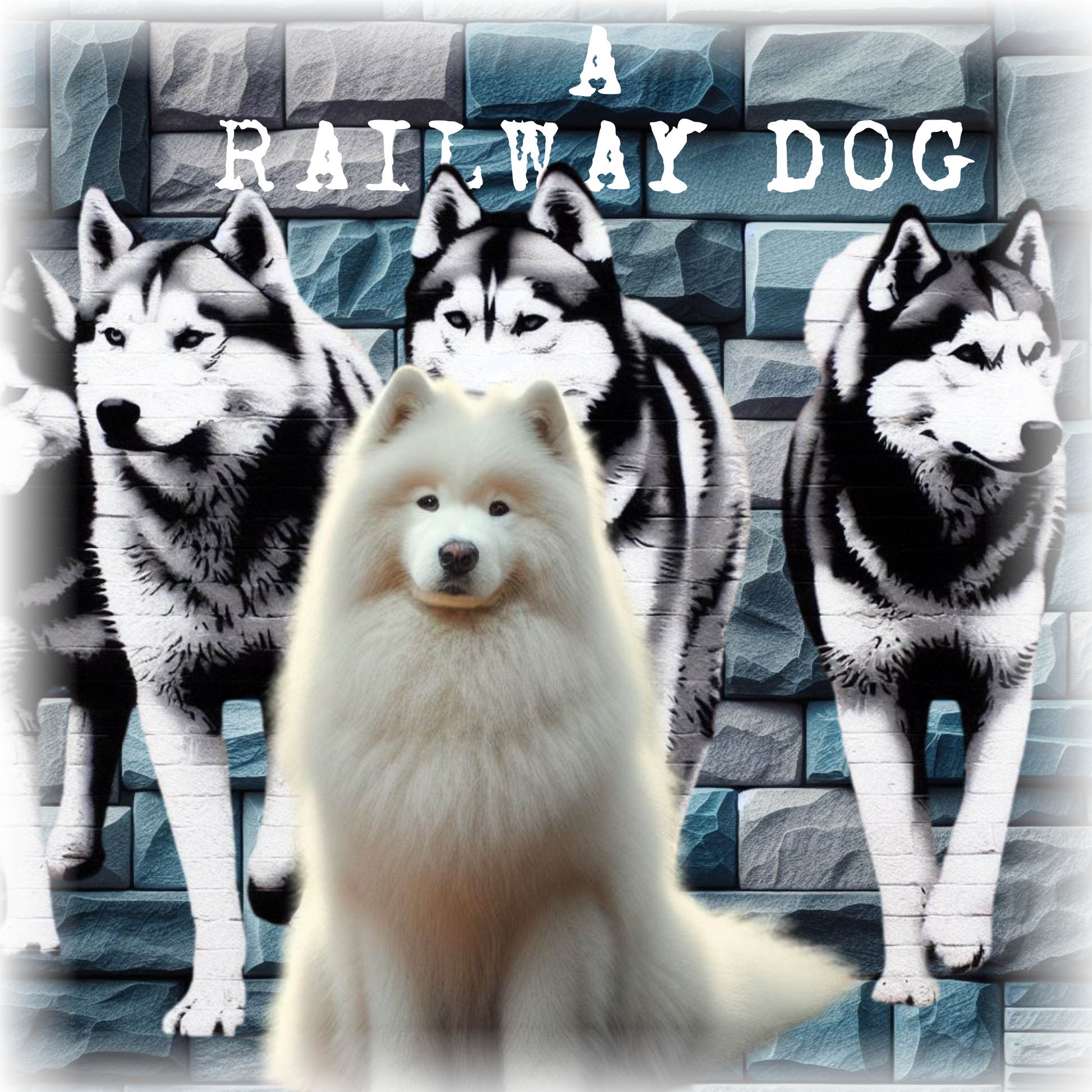 A white Samoyed dog with a thick, fluffy coat, featured on a t-shirt.